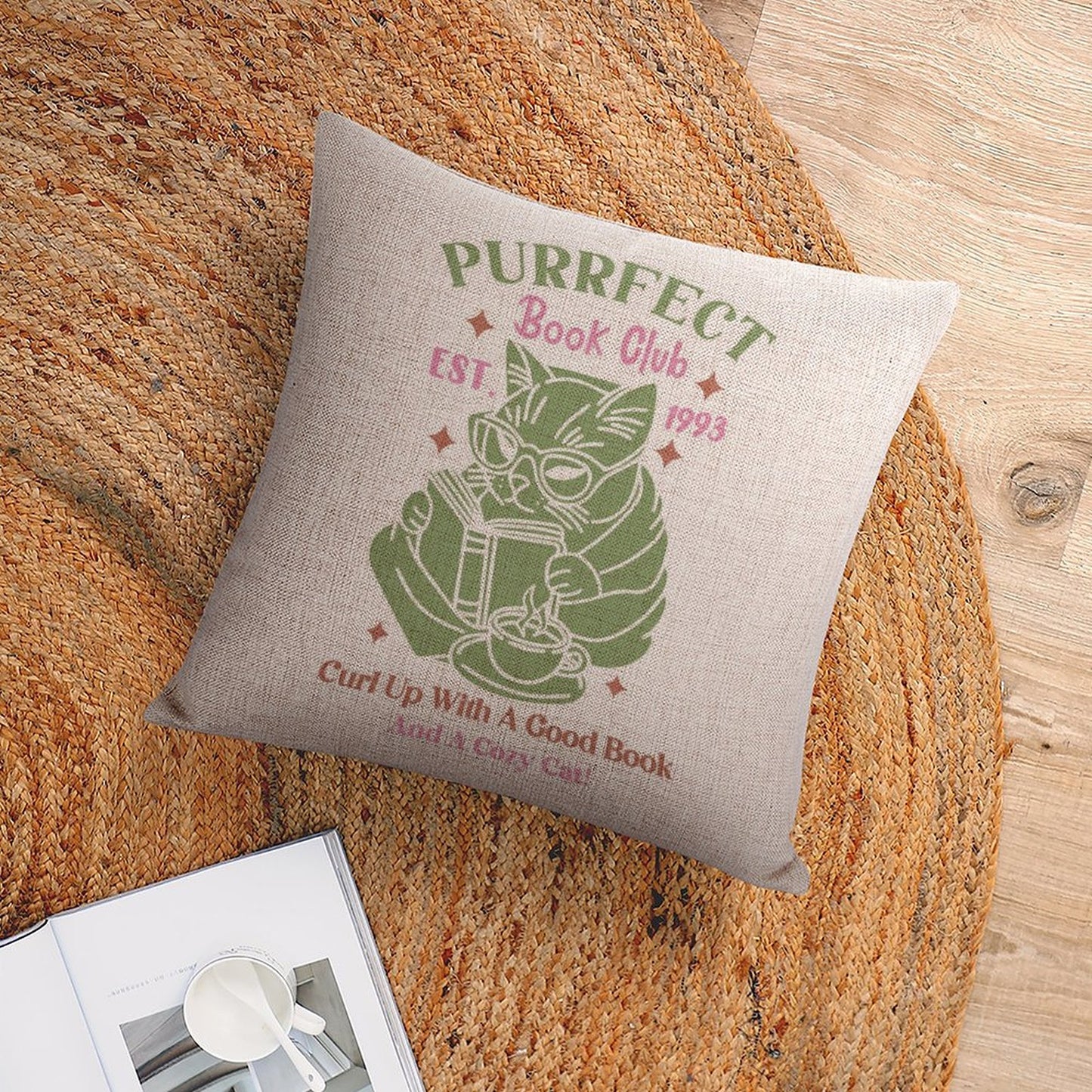 Funny Throw Pillow Covers 18x18 inch Set of 2 Cat Novelty Pillow Cases Weird Friends Kids Teens Gifts Cushion Covers
