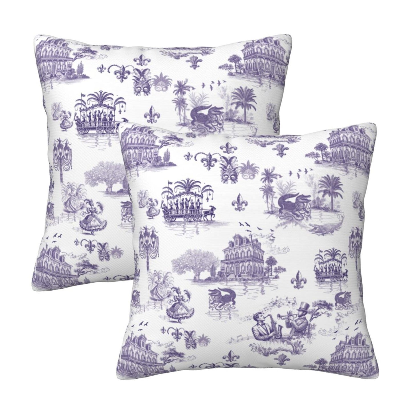 Mardi Gras Throw Pillow Covers 18x18 inch Set of 2 New Orleans Decorative Cushion Covers