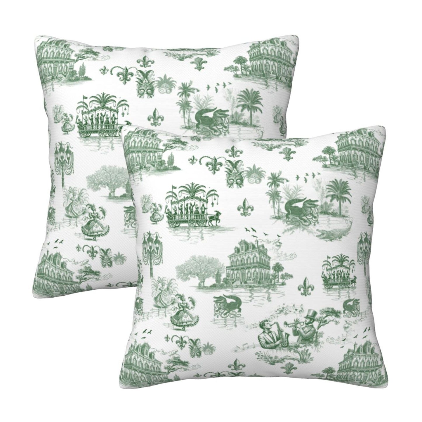 Mardi Gras Throw Pillow Covers 18x18 inch Set of 2 New Orleans Decorative Cushion Covers