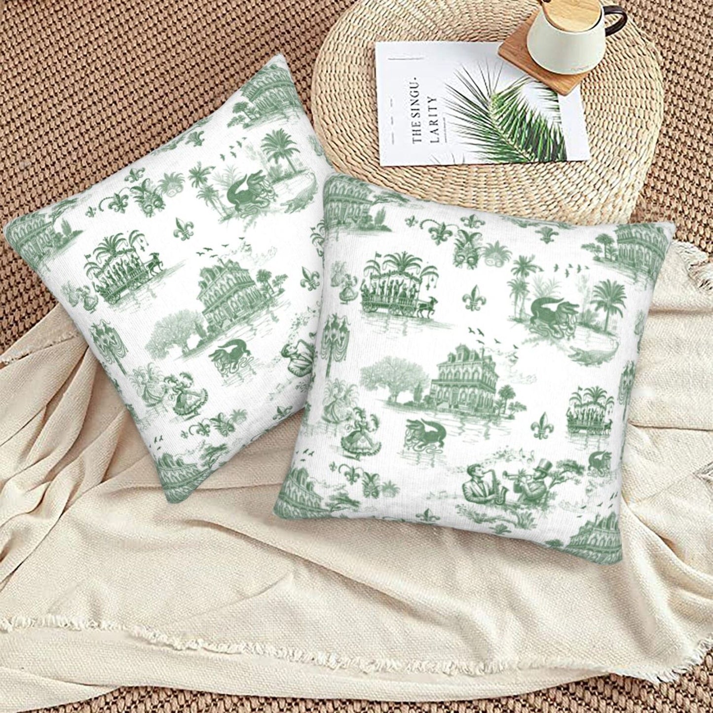 Mardi Gras Throw Pillow Covers 18x18 inch Set of 2 New Orleans Decorative Cushion Covers