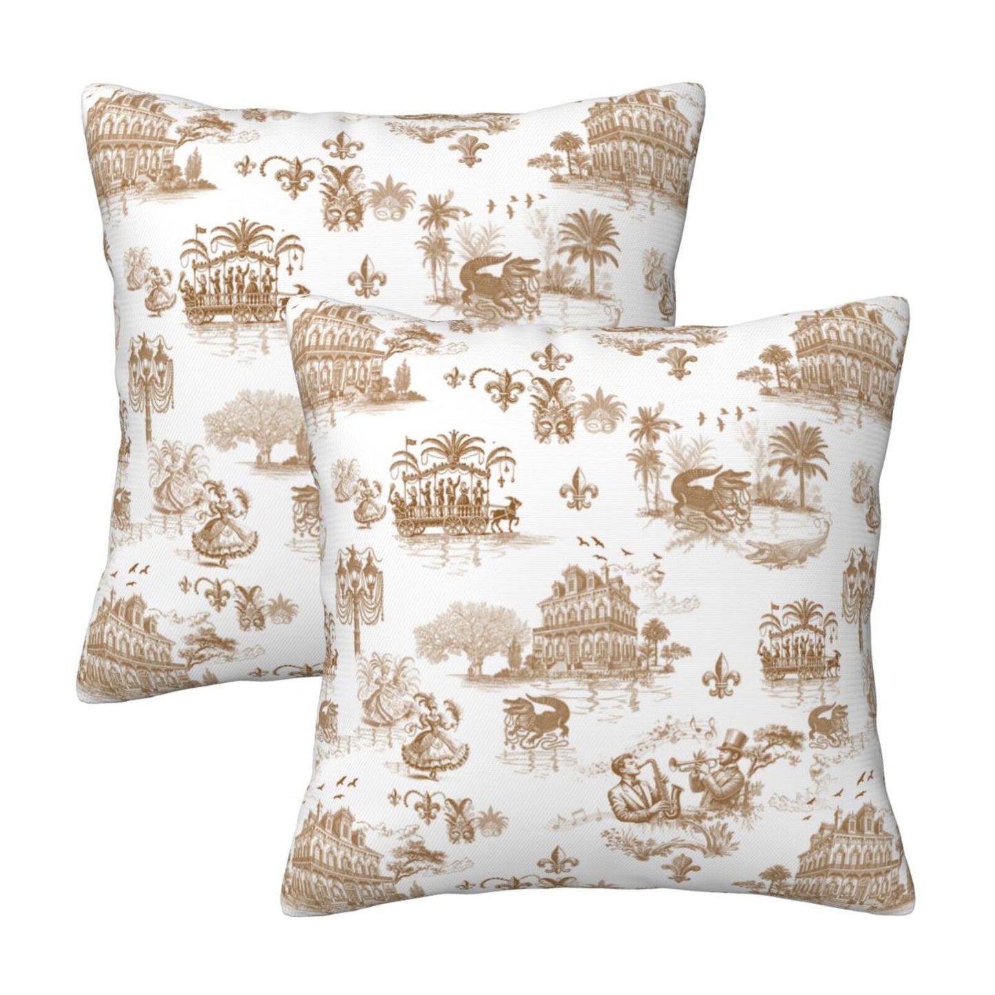 Mardi Gras Throw Pillow Covers 18x18 inch Set of 2 New Orleans Decorative Cushion Covers