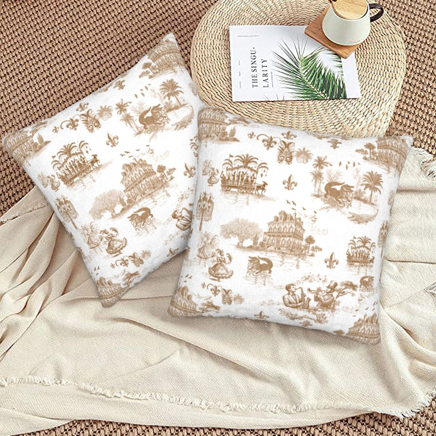 Mardi Gras Throw Pillow Covers 18x18 inch Set of 2 New Orleans Decorative Cushion Covers