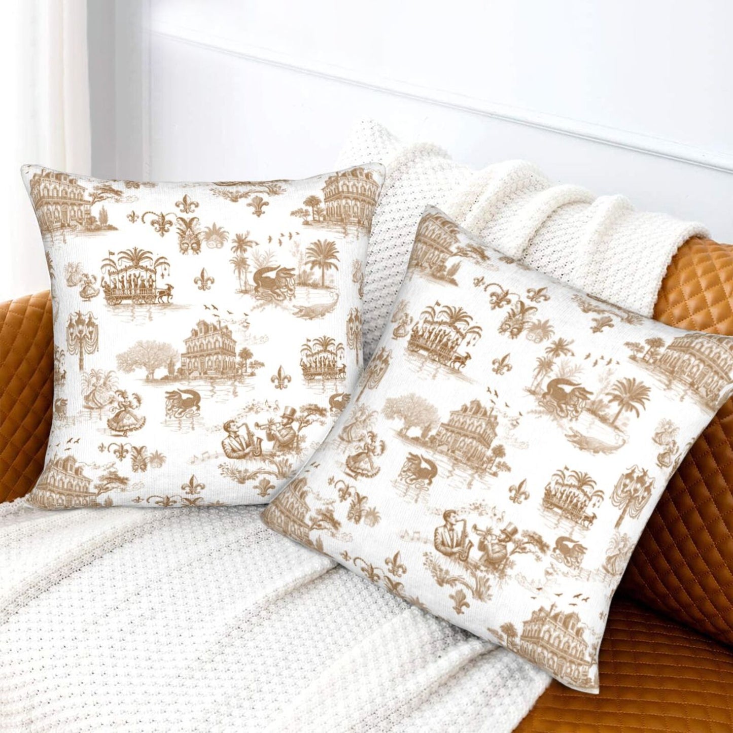Mardi Gras Throw Pillow Covers 18x18 inch Set of 2 New Orleans Decorative Cushion Covers