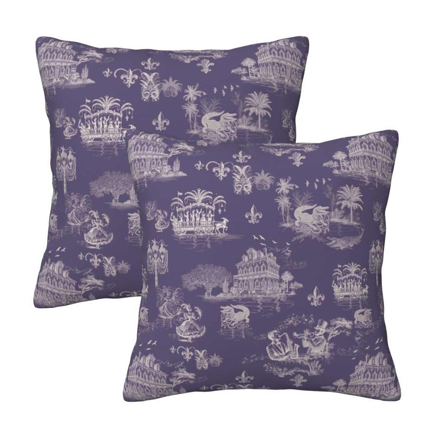 Mardi Gras Throw Pillow Covers 18x18 inch Set of 2 New Orleans Decorative Cushion Covers