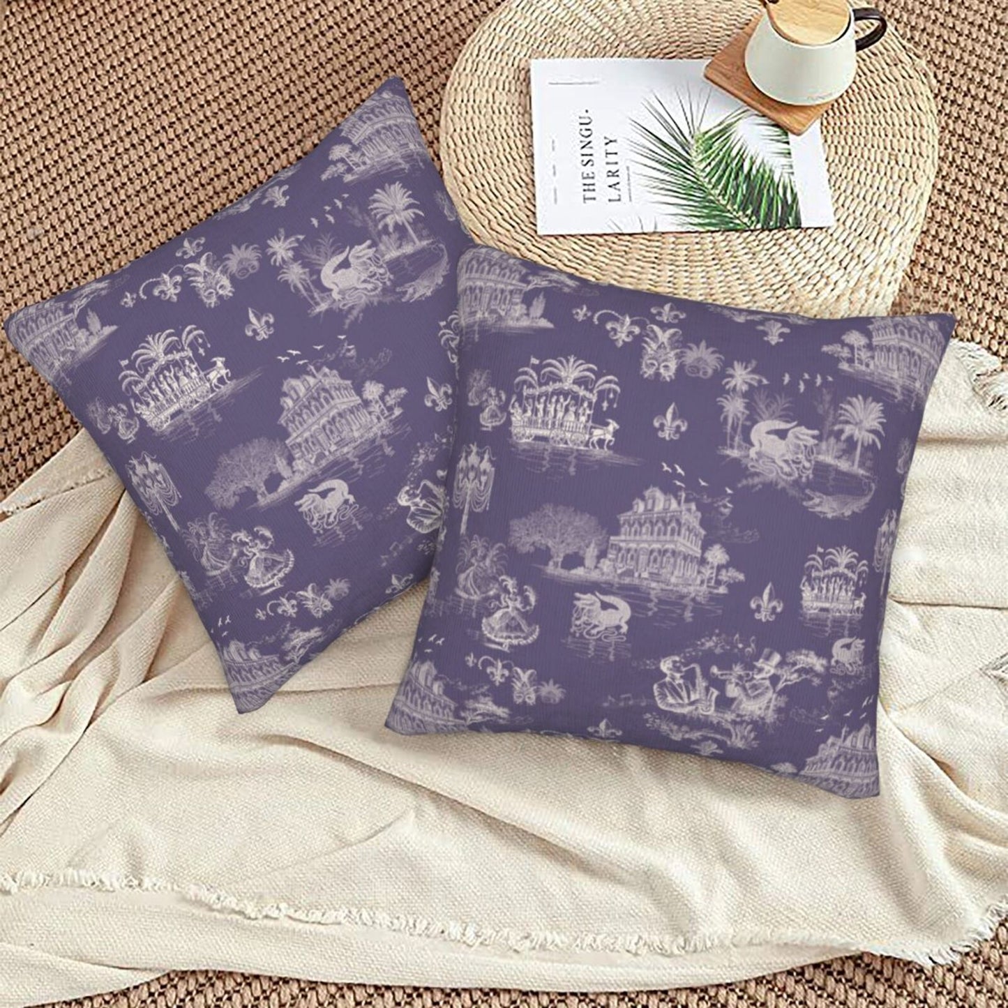 Mardi Gras Throw Pillow Covers 18x18 inch Set of 2 New Orleans Decorative Cushion Covers