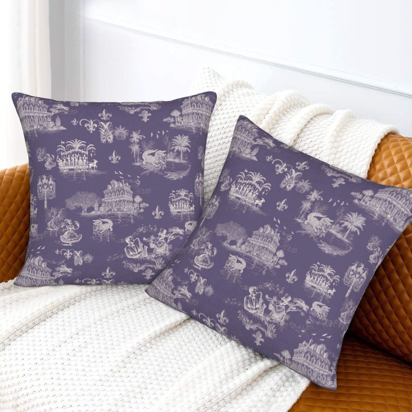 Mardi Gras Throw Pillow Covers 18x18 inch Set of 2 New Orleans Decorative Cushion Covers