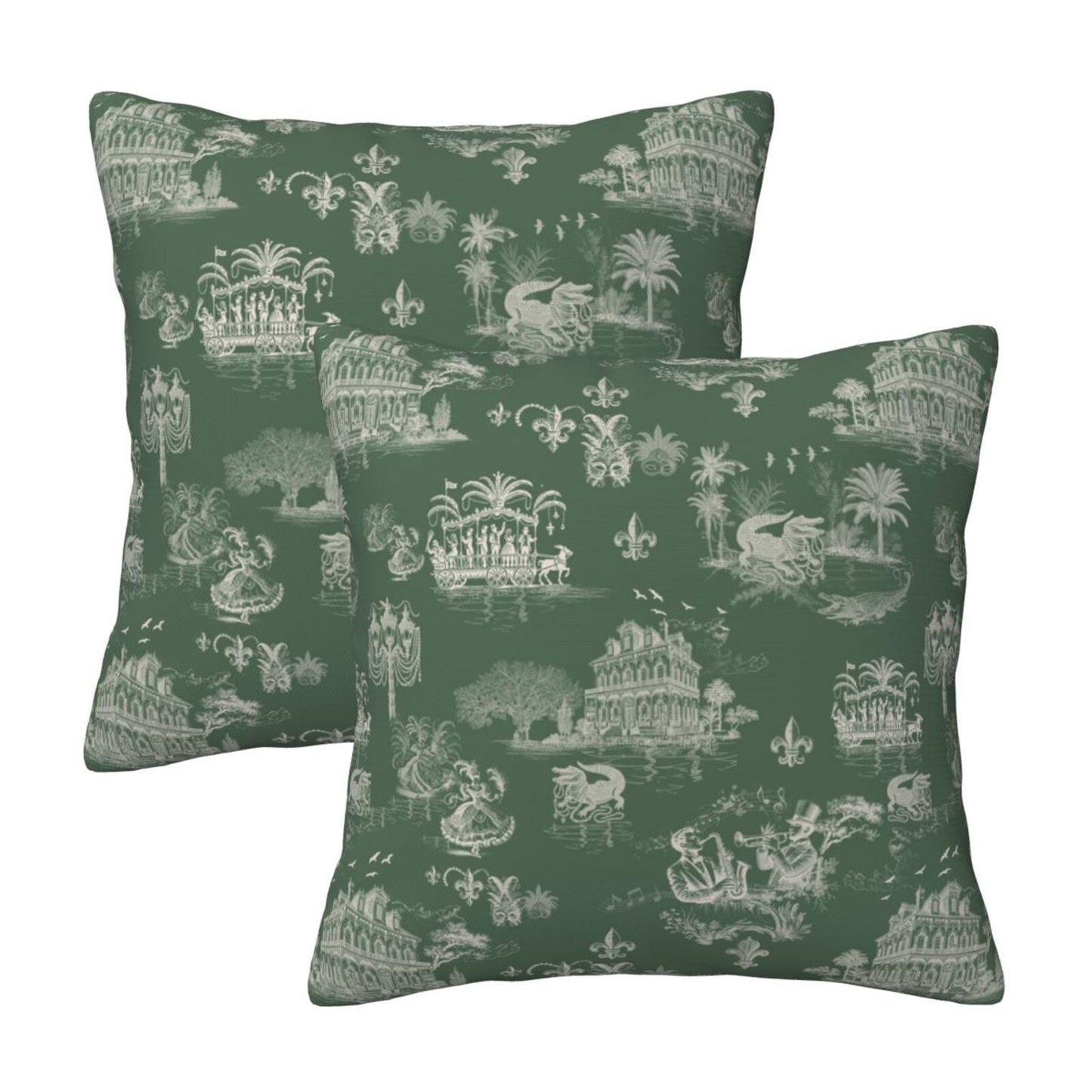 Mardi Gras Throw Pillow Covers 18x18 inch Set of 2 New Orleans Decorative Cushion Covers