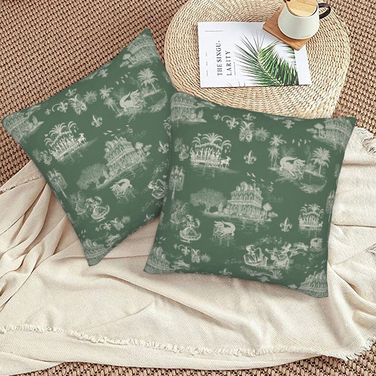 Mardi Gras Throw Pillow Covers 18x18 inch Set of 2 New Orleans Decorative Cushion Covers