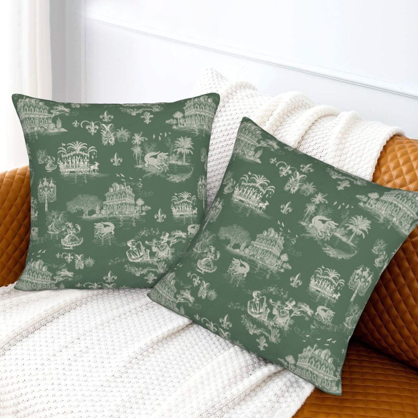 Mardi Gras Throw Pillow Covers 18x18 inch Set of 2 New Orleans Decorative Cushion Covers