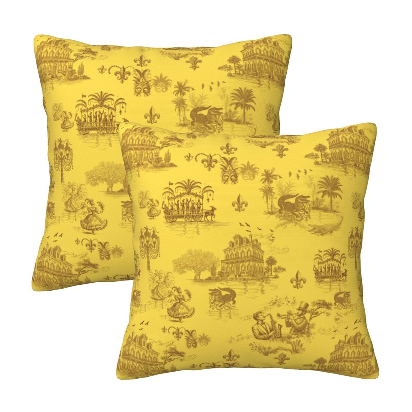 Mardi Gras Throw Pillow Covers 18x18 inch Set of 2 New Orleans Decorative Cushion Covers