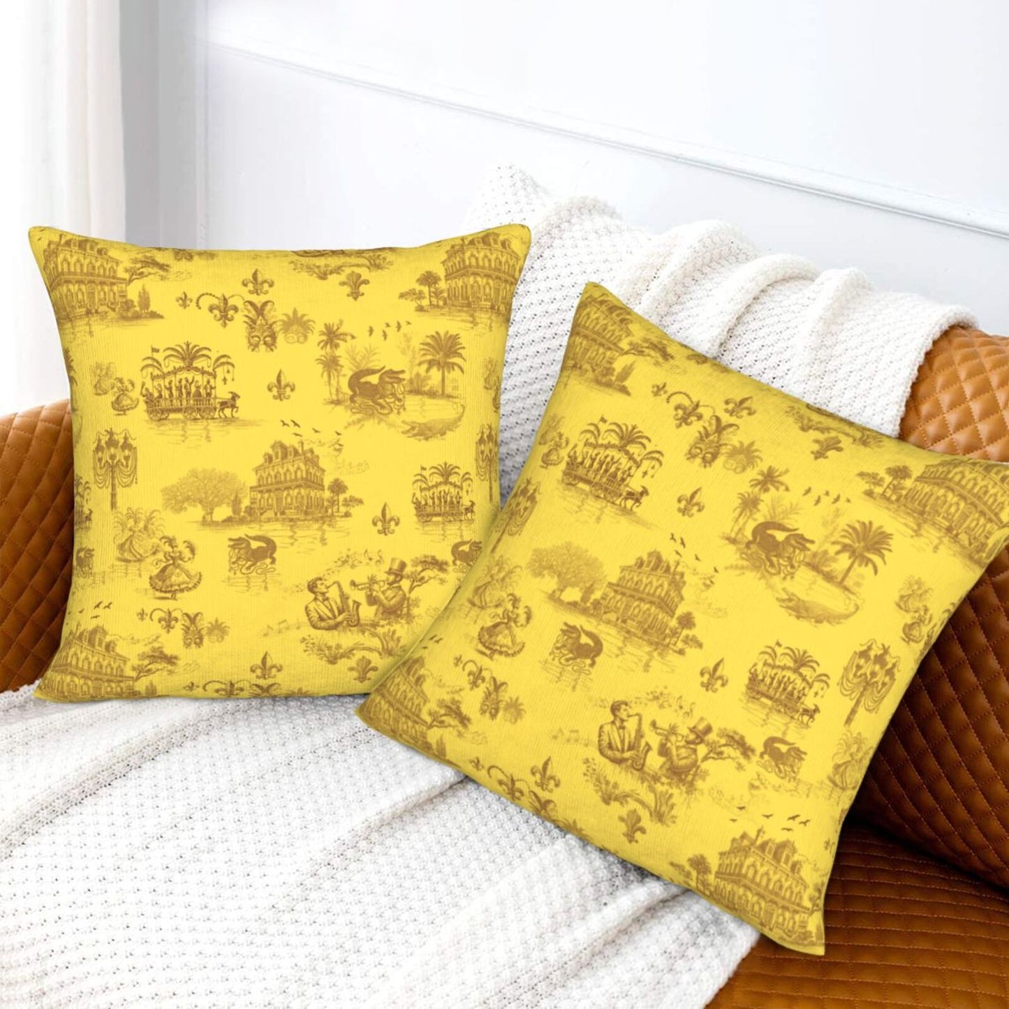 Mardi Gras Throw Pillow Covers 18x18 inch Set of 2 New Orleans Decorative Cushion Covers