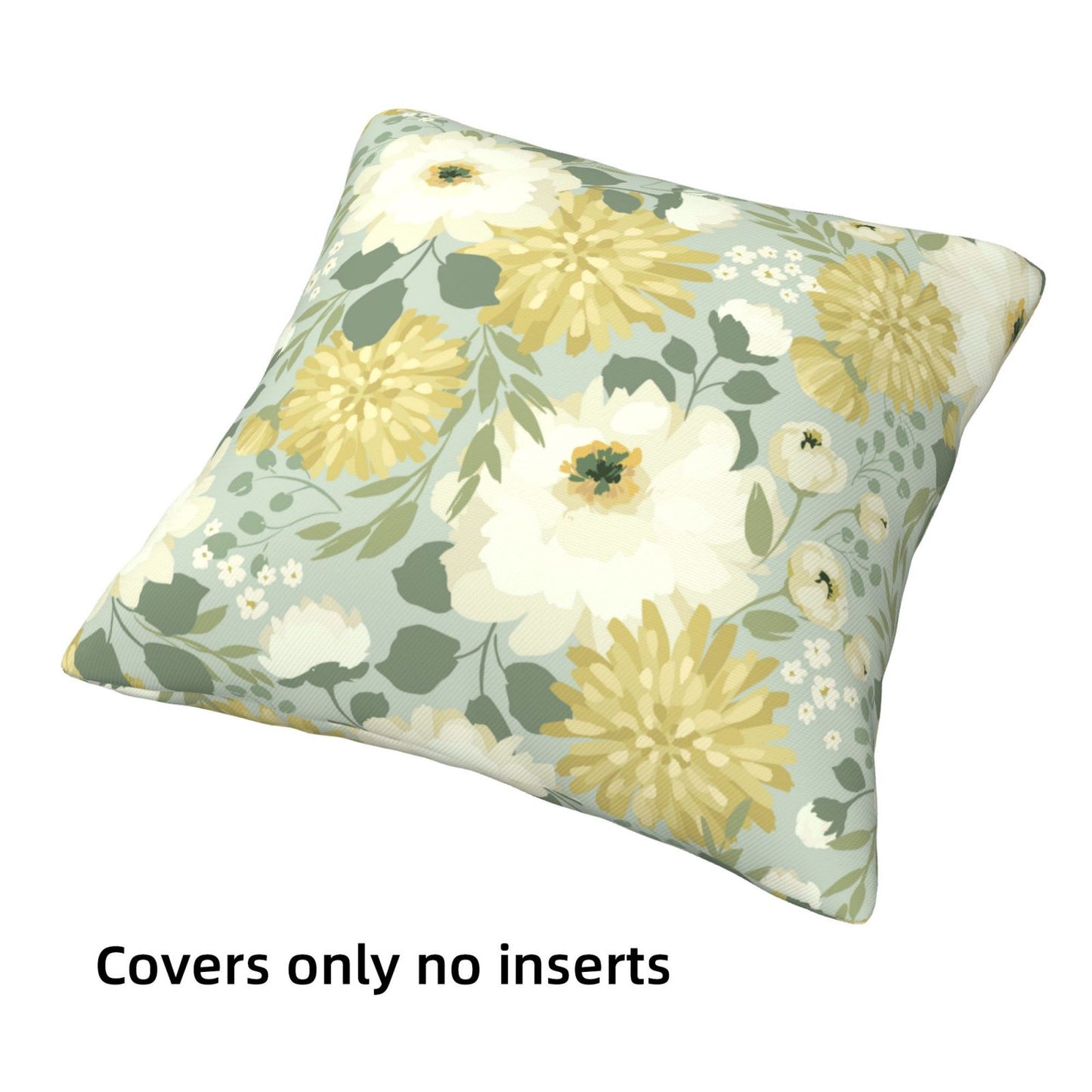 Floral Throw Pillow Covers 18x18 inch Set of 4 Green Garden Flowers Decorative Cushion Covers
