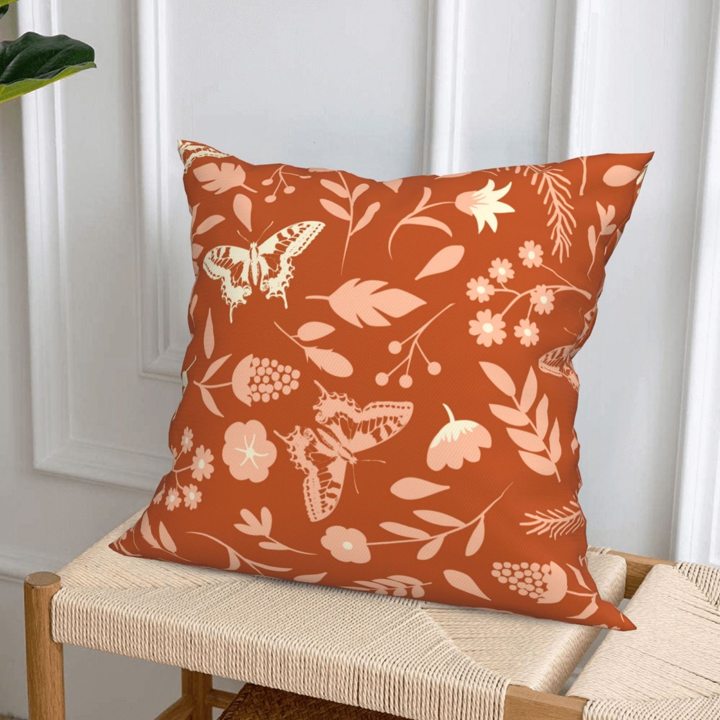 Floral Throw Pillow Covers 18x18 inch Set of 4 Green Garden Flowers Decorative Cushion Covers