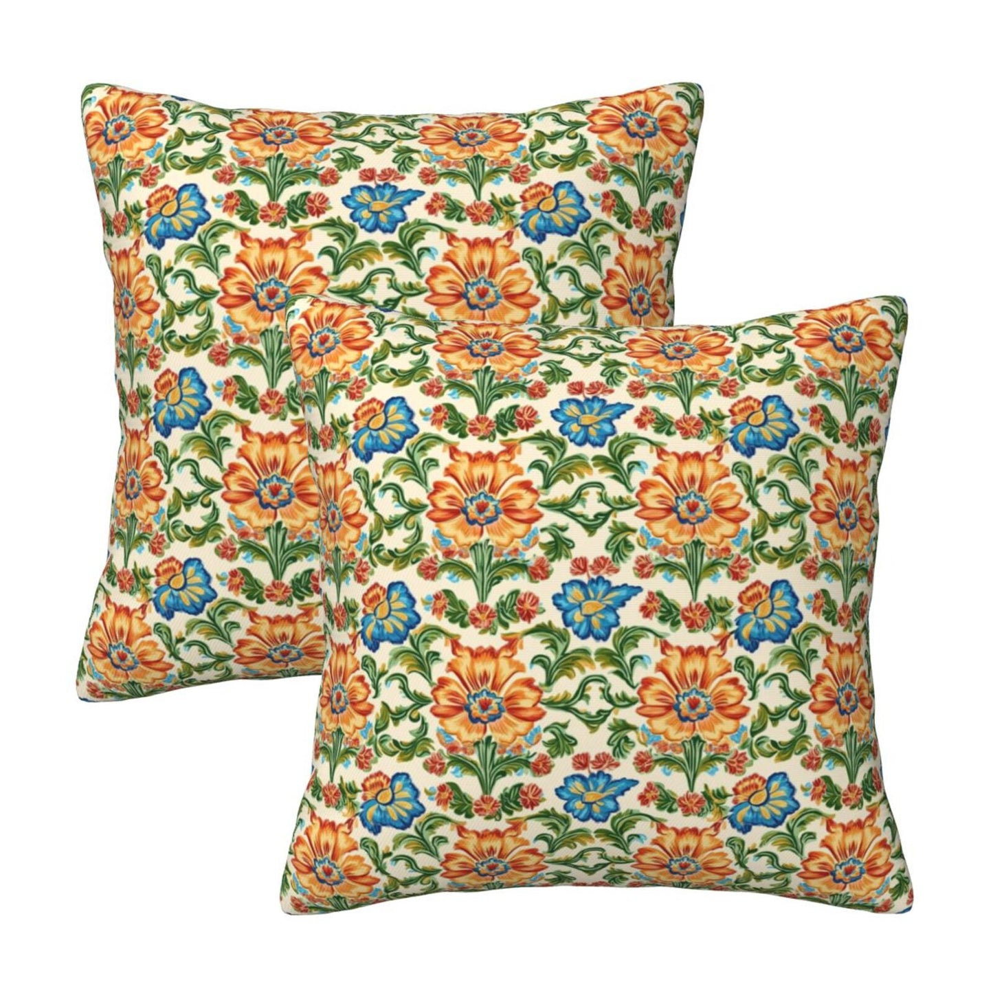 Ethnic Floral Throw Pillow Covers 18x18 inch Set of 2 Vintage Damask Tapestry Decorative Cushion Covers