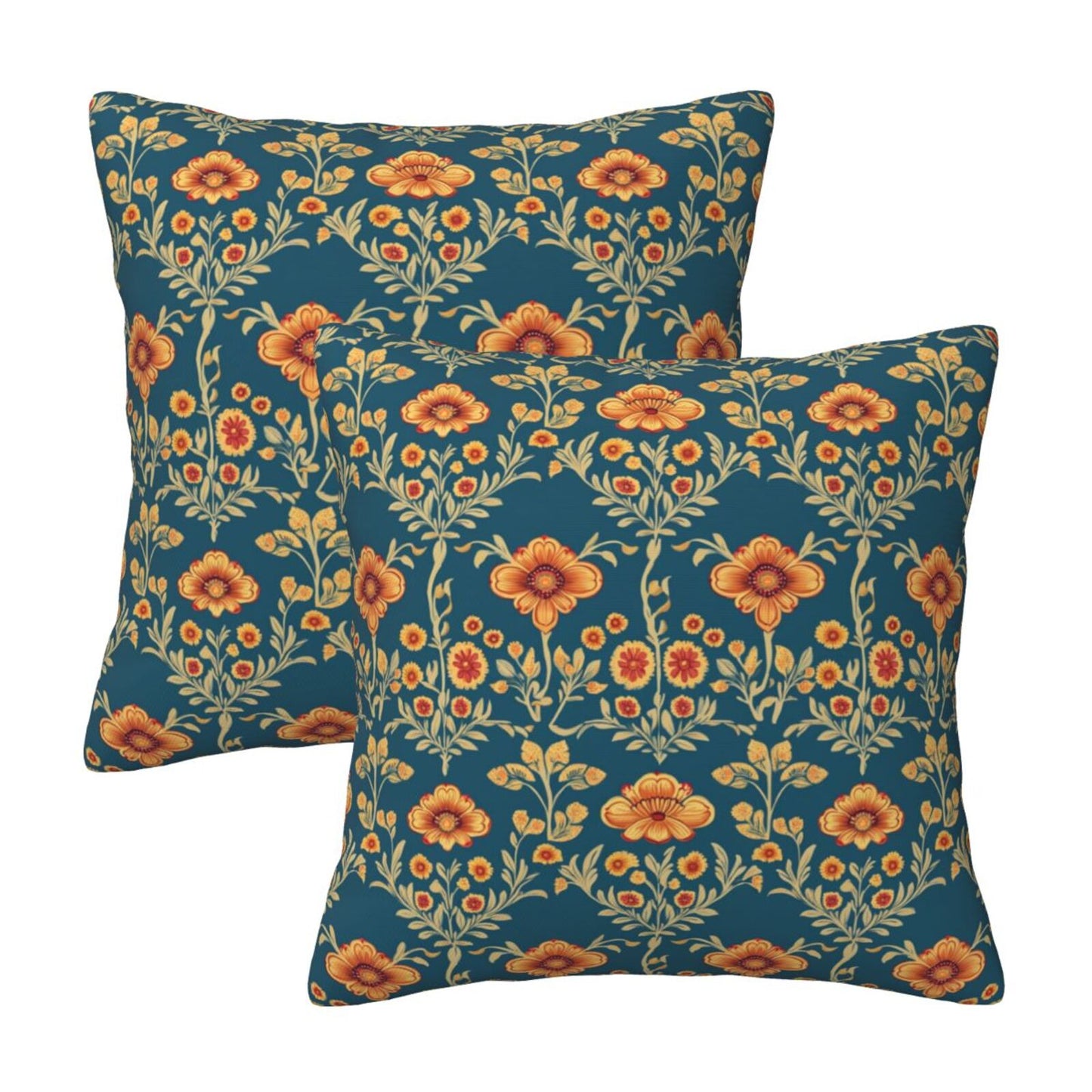 Ethnic Floral Throw Pillow Covers 18x18 inch Set of 2 Vintage Damask Tapestry Decorative Cushion Covers