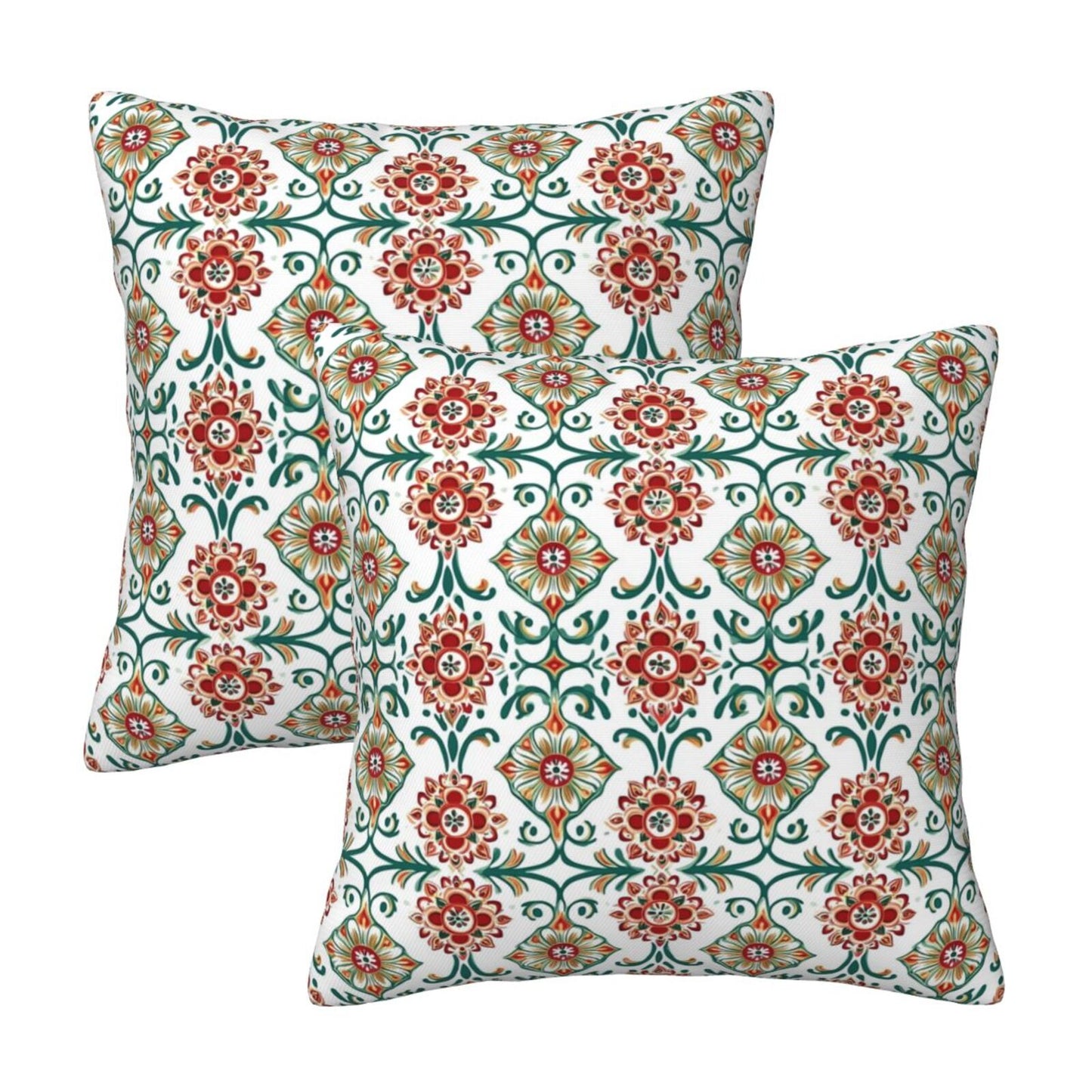 Ethnic Floral Throw Pillow Covers 18x18 inch Set of 2 Vintage Damask Tapestry Decorative Cushion Covers