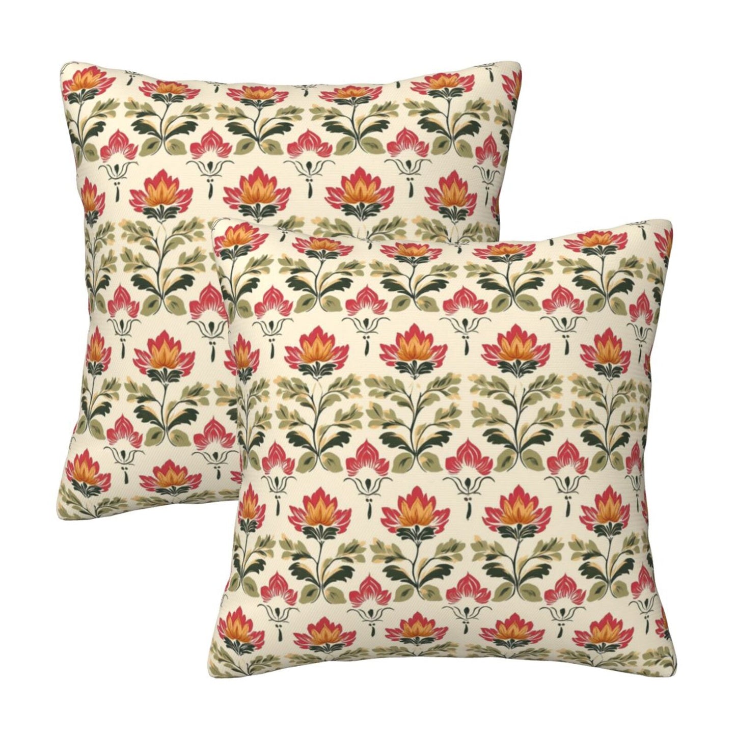 Ethnic Floral Throw Pillow Covers 18x18 inch Set of 2 Vintage Damask Tapestry Decorative Cushion Covers