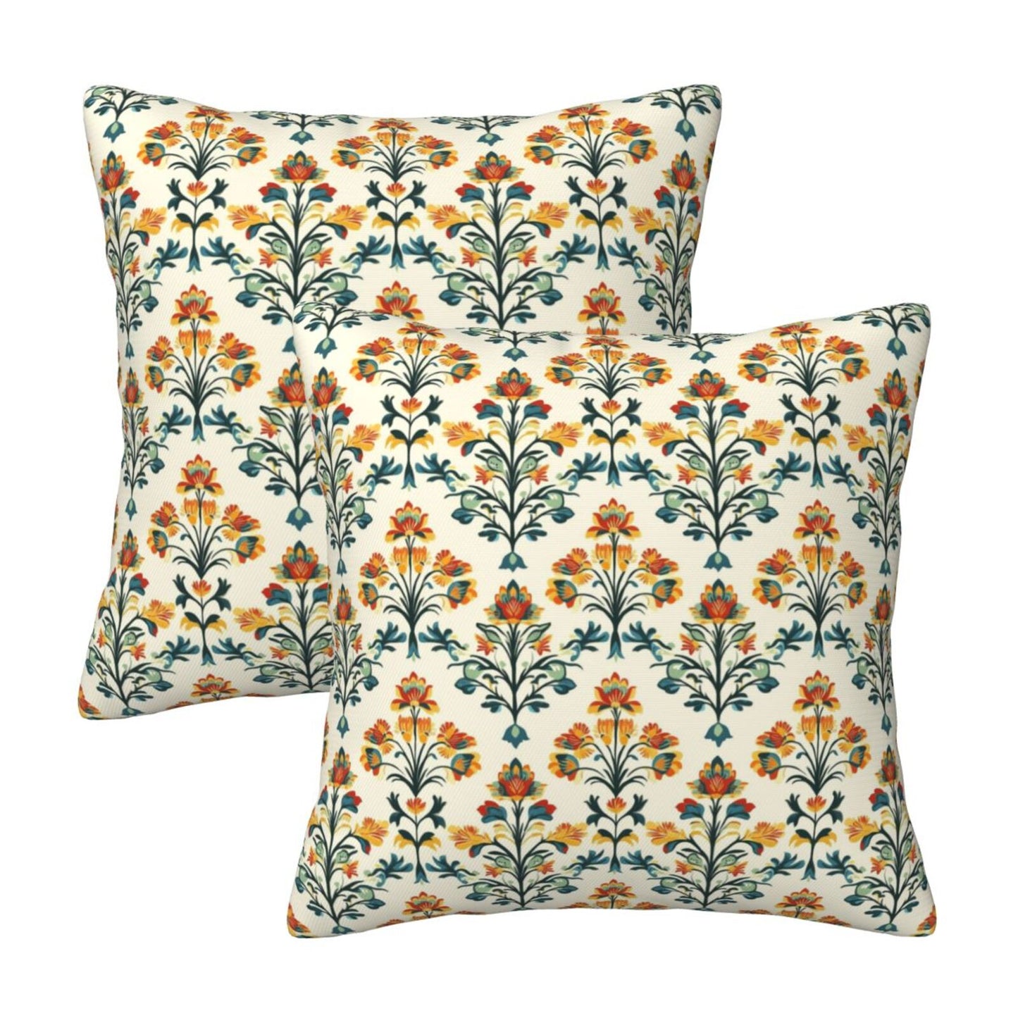 Ethnic Floral Throw Pillow Covers 18x18 inch Set of 2 Vintage Damask Tapestry Decorative Cushion Covers