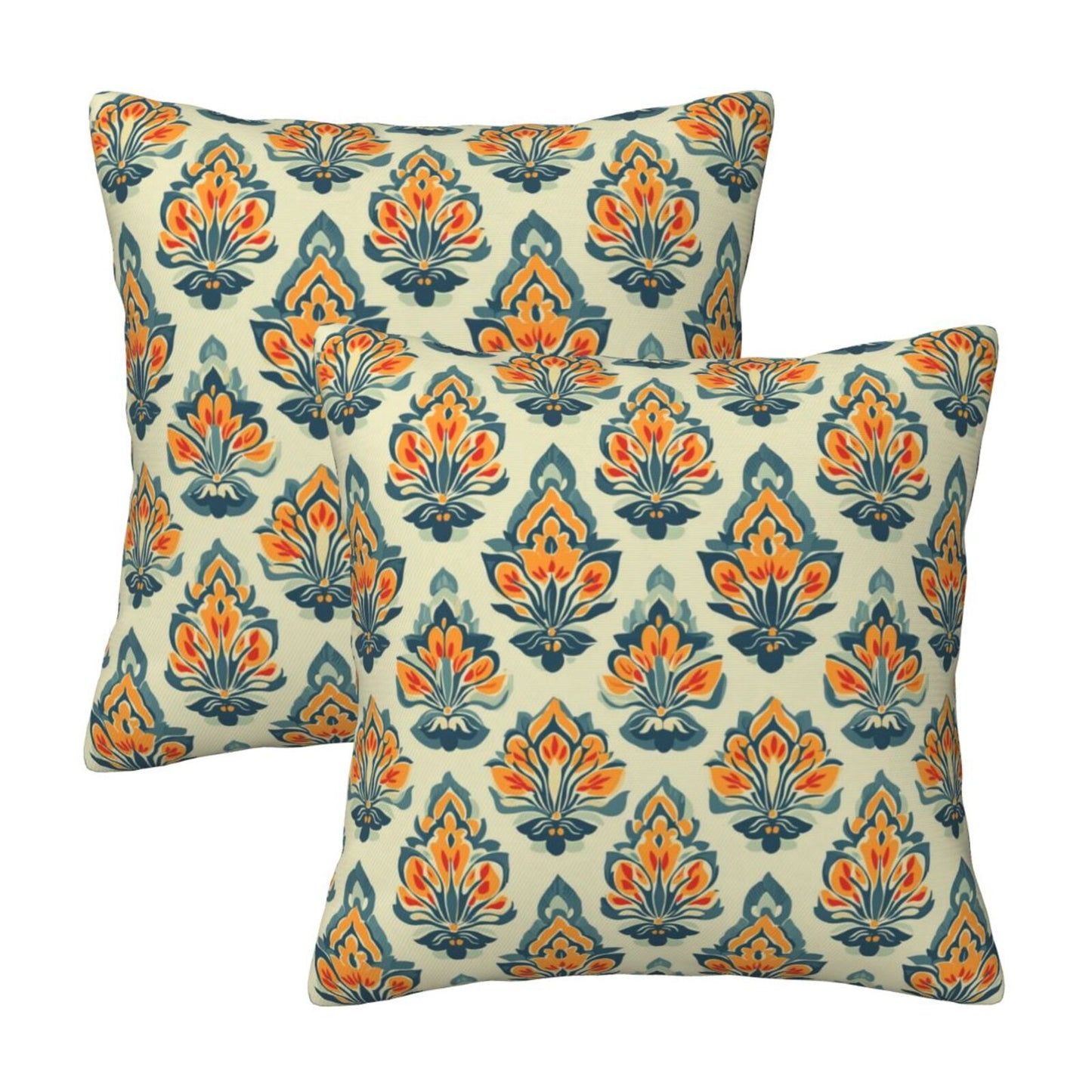 Ethnic Floral Throw Pillow Covers 18x18 inch Set of 2 Vintage Damask Tapestry Decorative Cushion Covers
