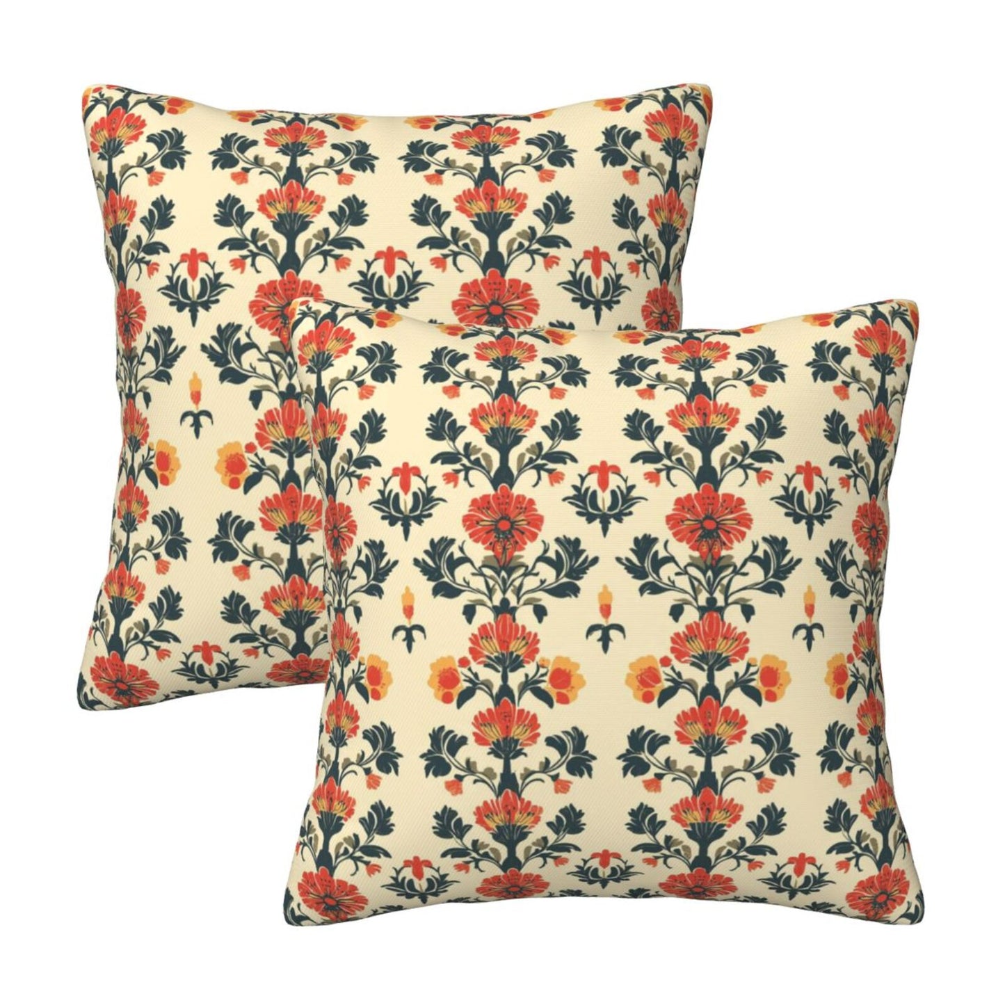 Ethnic Floral Throw Pillow Covers 18x18 inch Set of 2 Vintage Damask Tapestry Decorative Cushion Covers