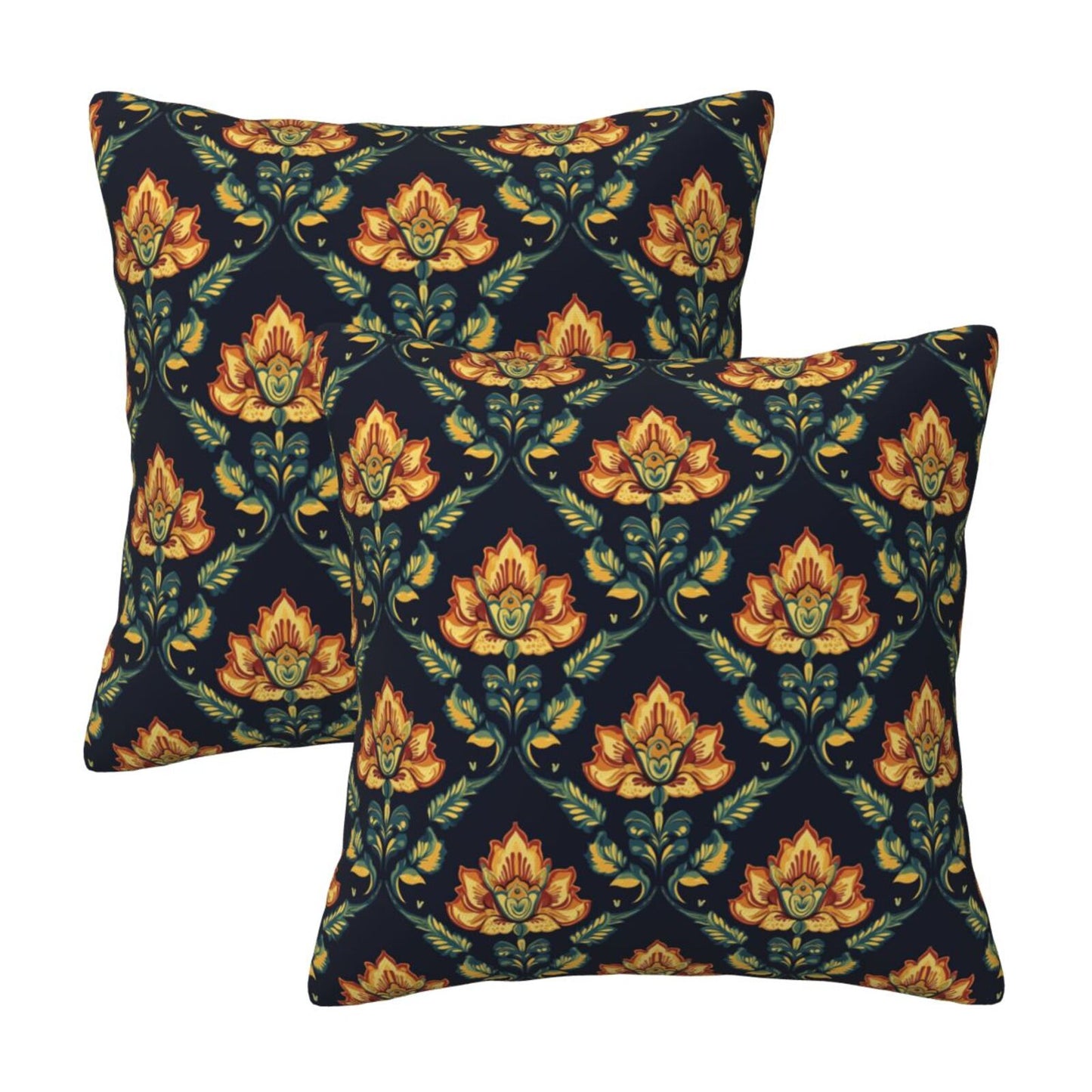 Ethnic Floral Throw Pillow Covers 18x18 inch Set of 2 Vintage Damask Tapestry Decorative Cushion Covers