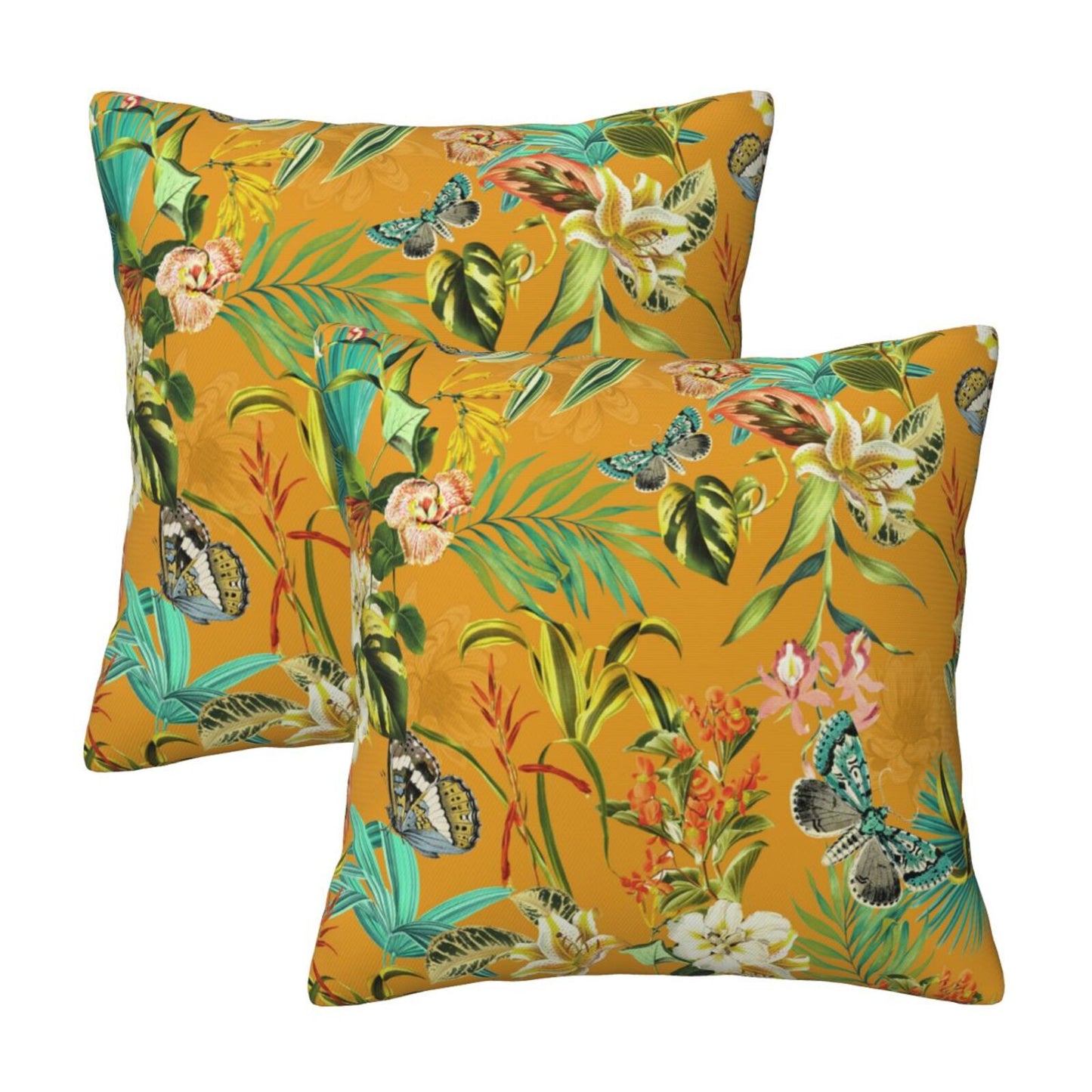 Colorful Floral Throw Pillow Covers 18x18 inch Set of 2 Mexican Ethnic Decorative Cushion Covers for Spring Decoration