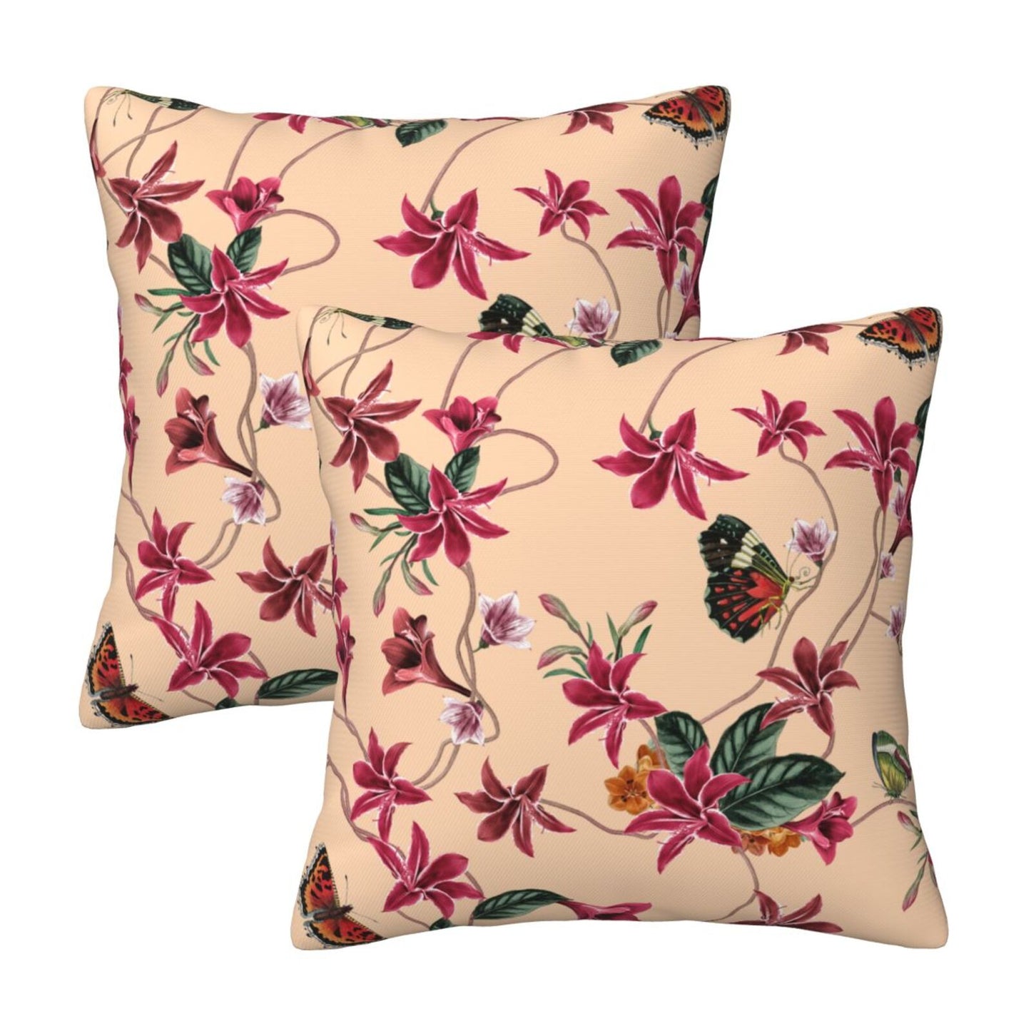 Colorful Floral Throw Pillow Covers 18x18 inch Set of 2 Mexican Ethnic Decorative Cushion Covers for Spring Decoration