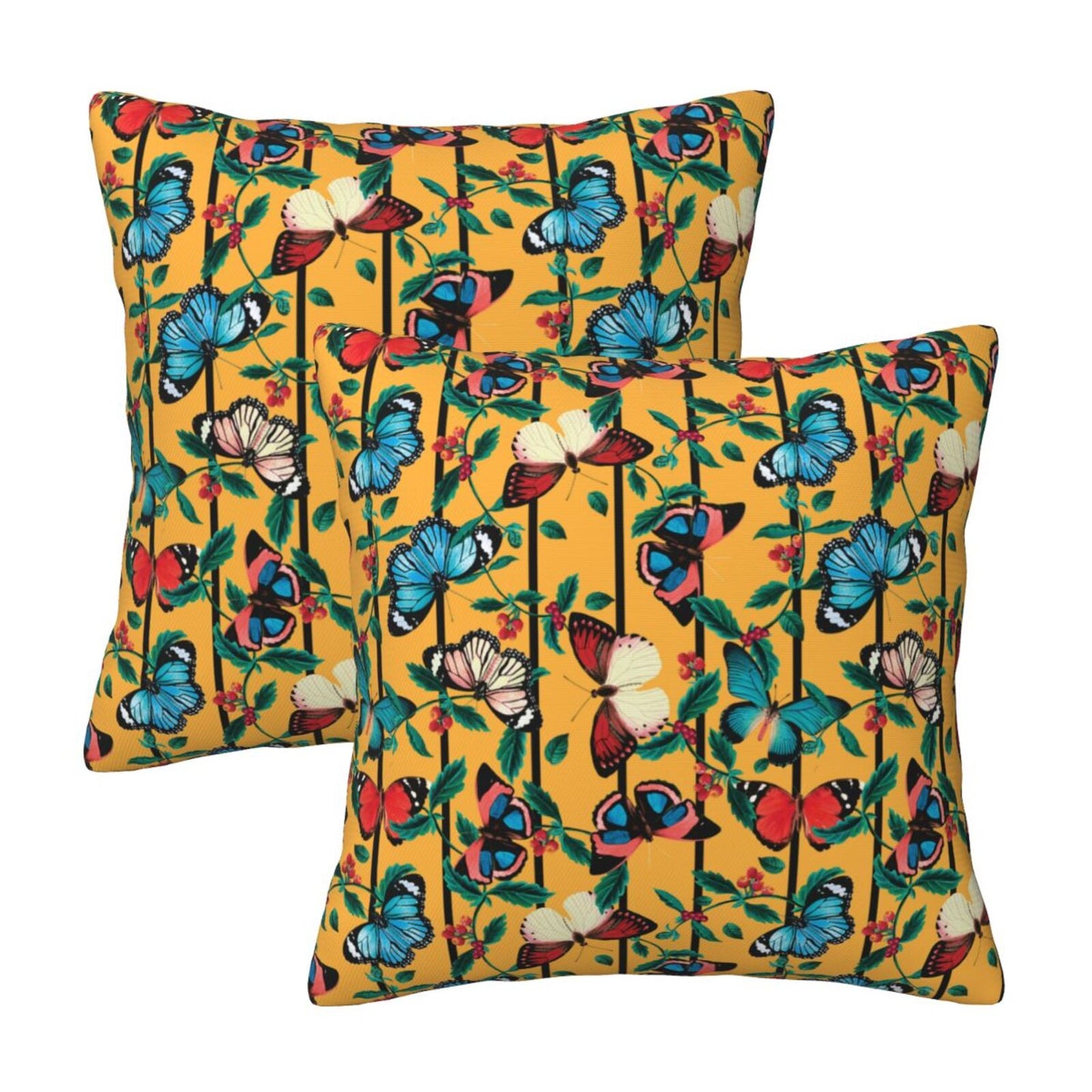 Colorful Floral Throw Pillow Covers 18x18 inch Set of 2 Mexican Ethnic Decorative Cushion Covers for Spring Decoration
