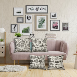 Toile throw pillow covers 18x18 Set of 4 for sofa couch and living room decor