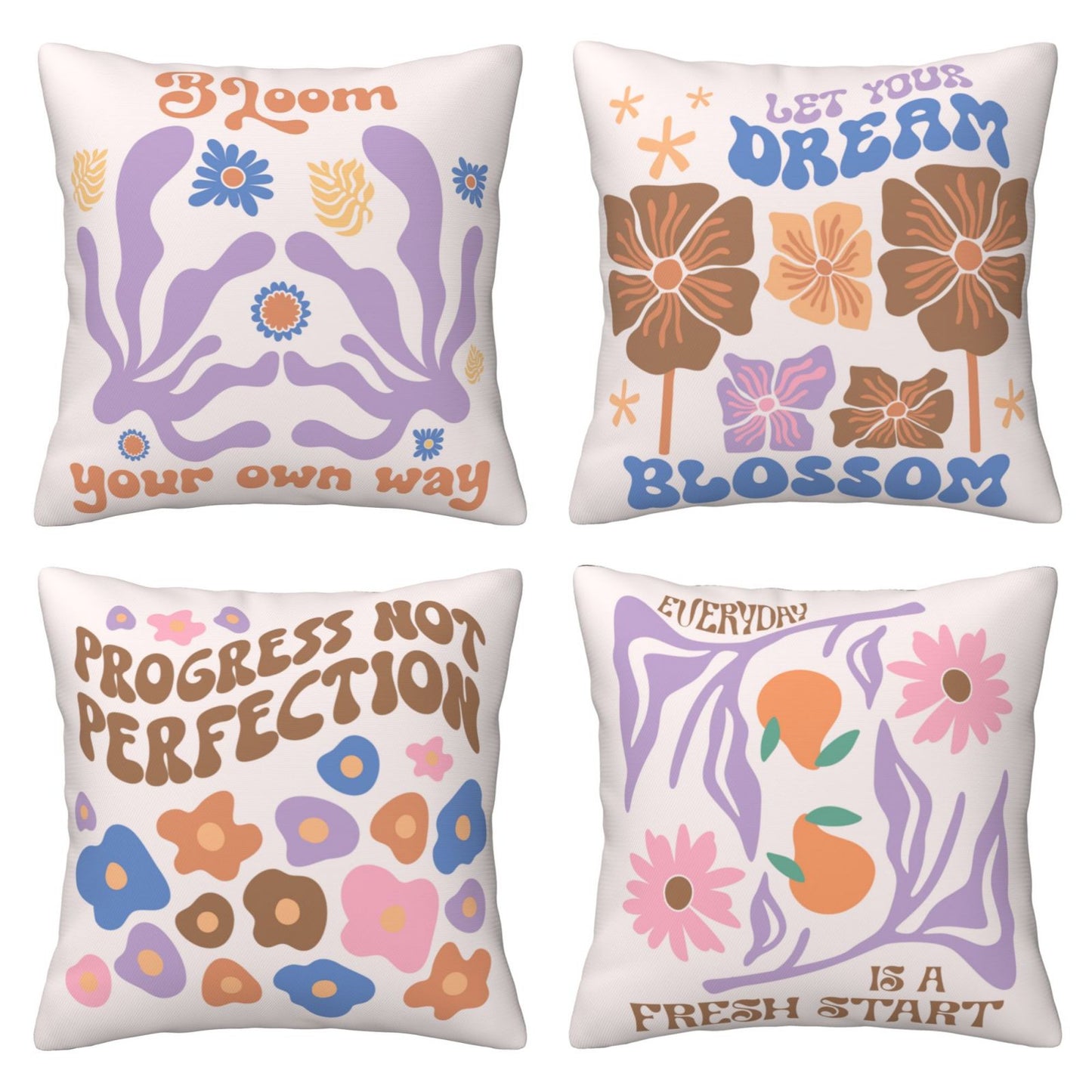 Bohemian Abstract Throw Pillow Covers 18x18 inch Set of 4 Inspirational Decorative Cushion Covers