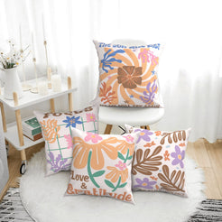 Floral throw pillow covers 18x18 Set of 4 for sofa couch and living room decor