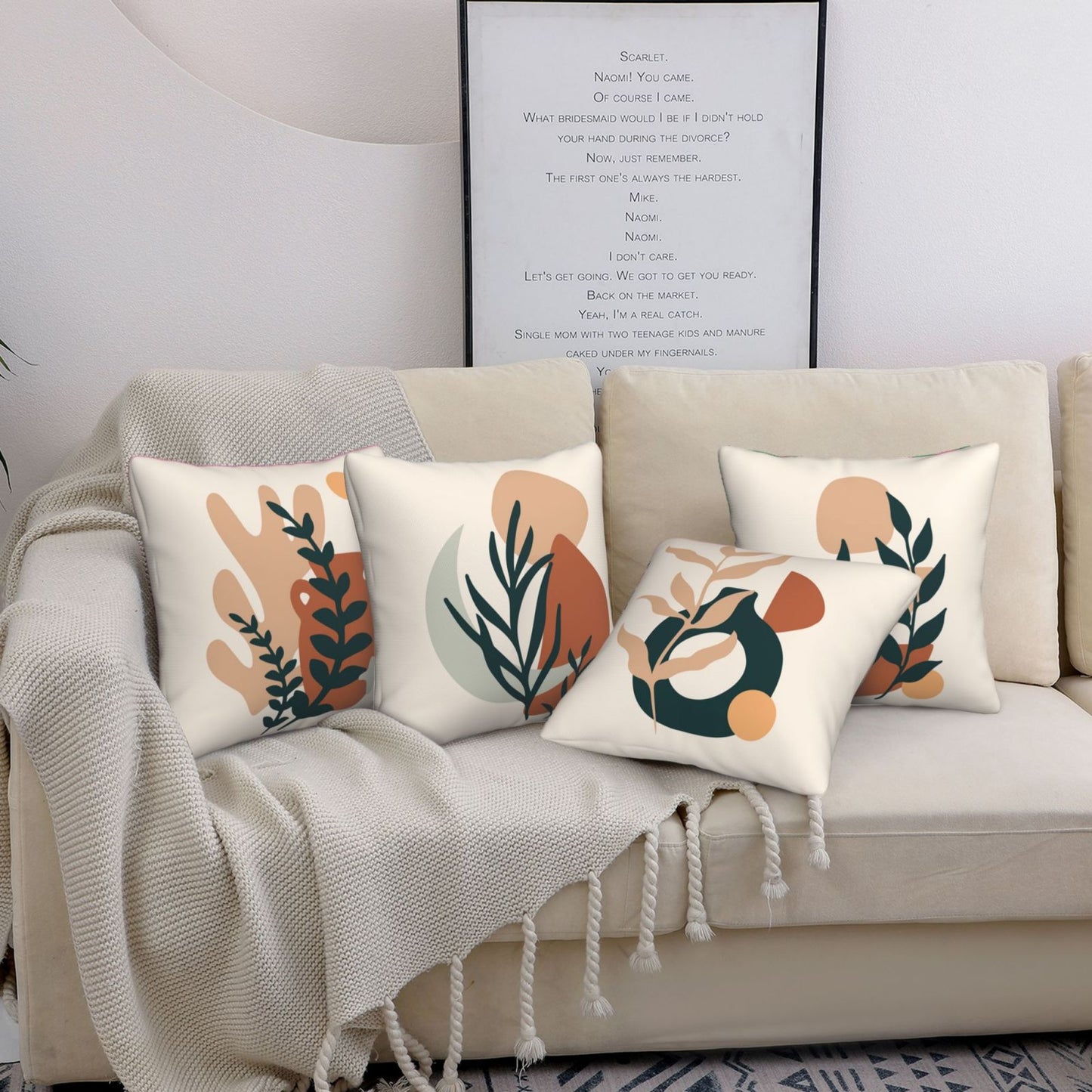 Bohemian Abstract Throw Pillow Covers 18x18 inch Set of 4 Inspirational Decorative Cushion Covers