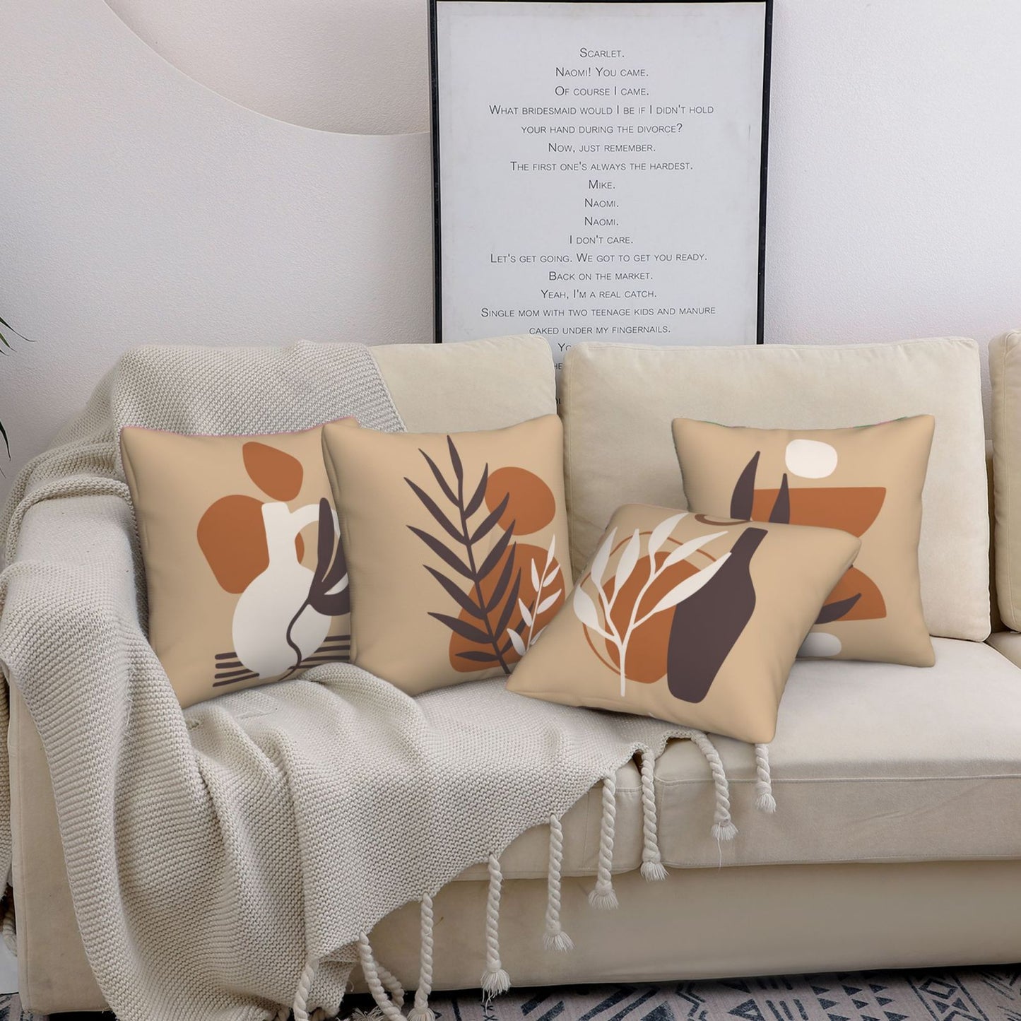 Bohemian Abstract Throw Pillow Covers 18x18 inch Set of 4 Inspirational Decorative Cushion Covers