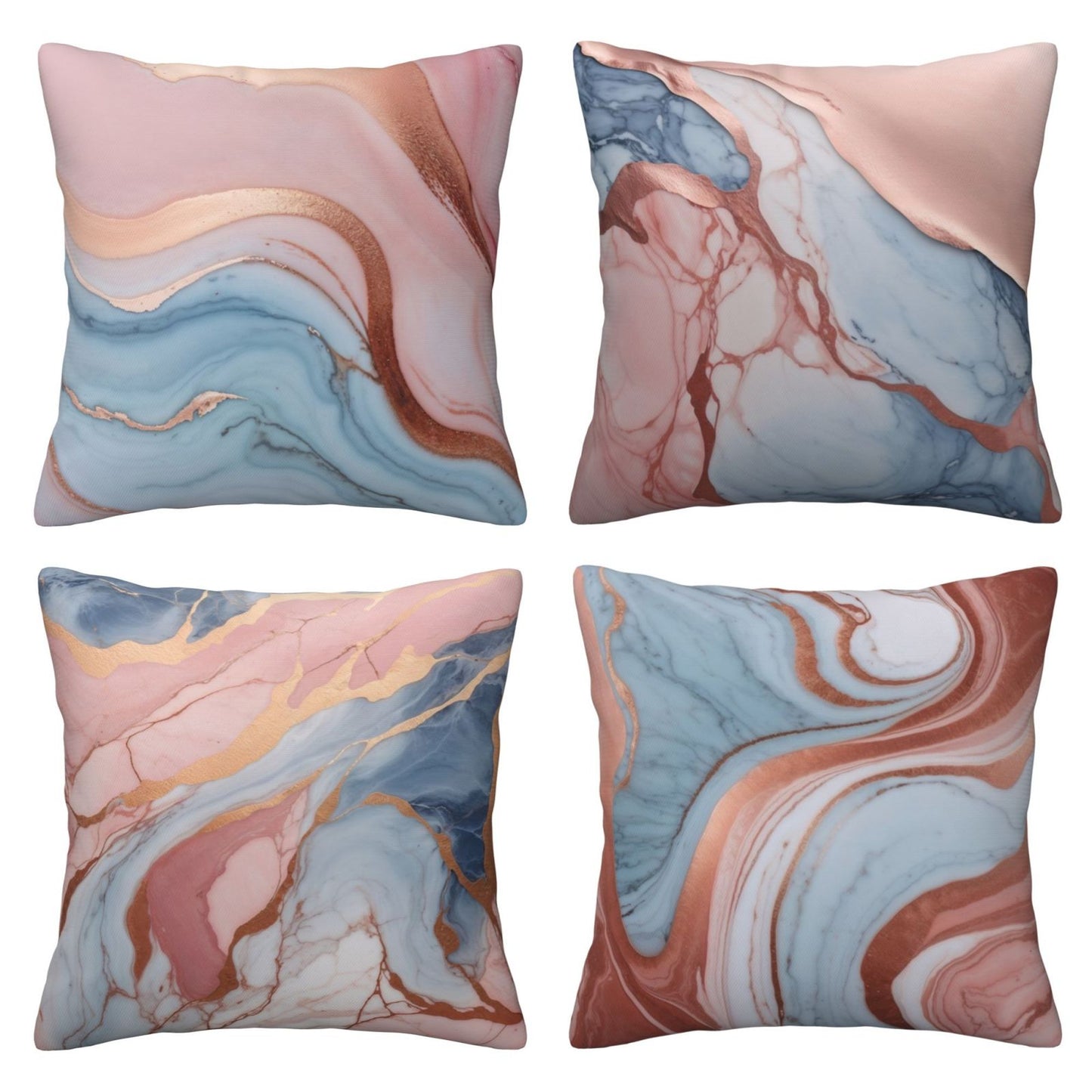 Marble Throw Pillow Covers 18x18 inch Set of 4 Rose Gold Abstract Decorative Cushion Covers for Sofa Bed