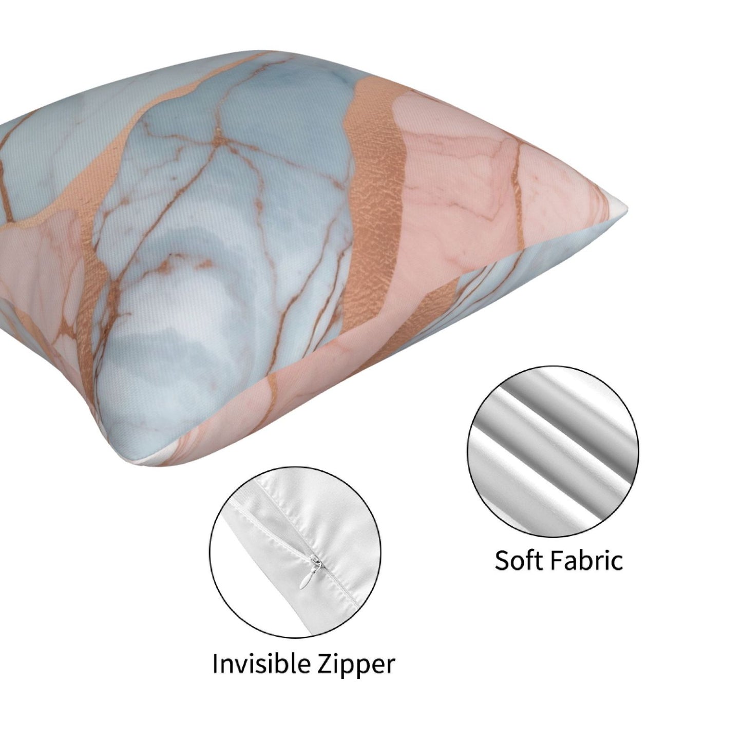 Marble Throw Pillow Covers 18x18 inch Set of 4 Rose Gold Abstract Decorative Cushion Covers for Sofa Bed