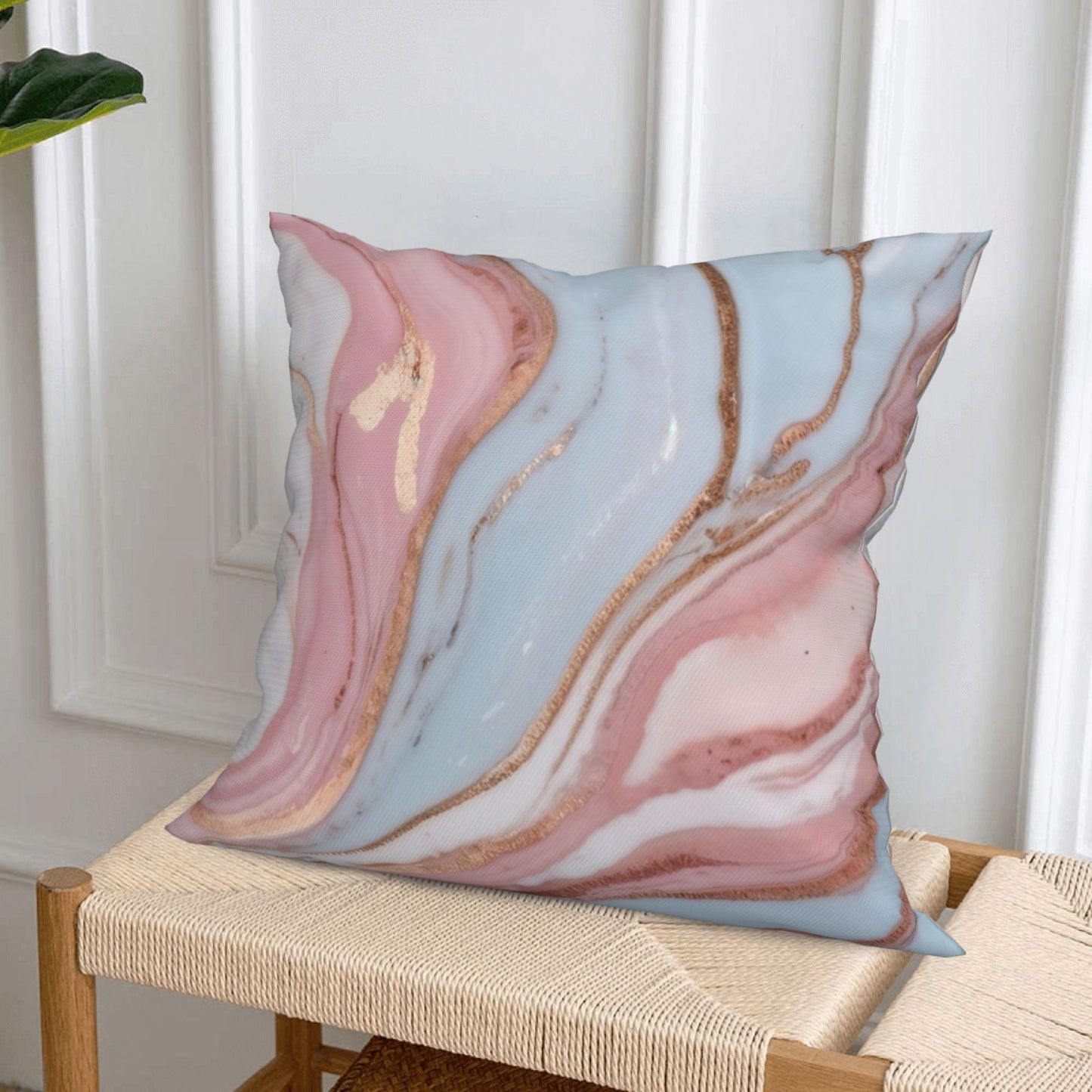 Marble Throw Pillow Covers 18x18 inch Set of 4 Rose Gold Abstract Decorative Cushion Covers for Sofa Bed