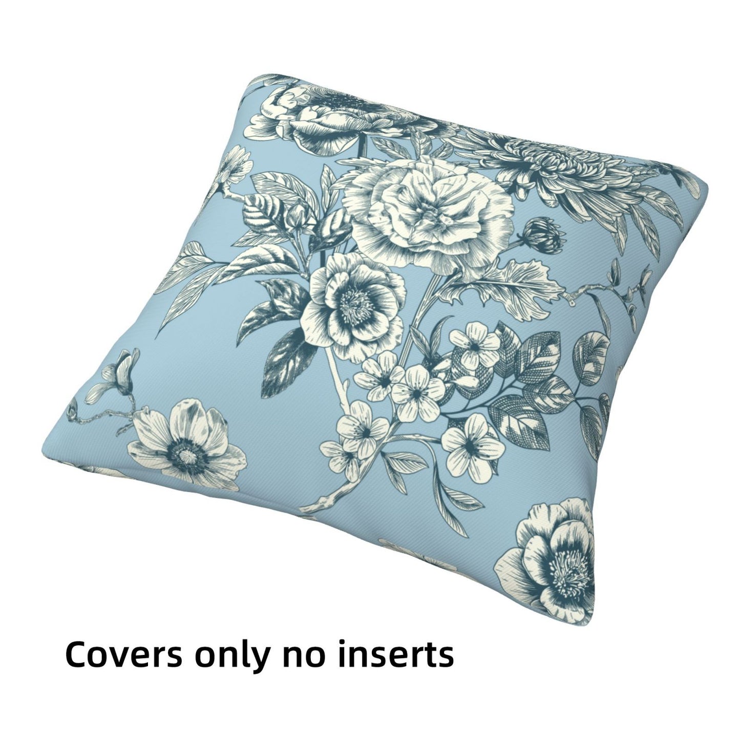 French Toile Throw Pillow Covers 18x18 inch Set of 4 Floral Chinoiserie Decorative Cushion Covers for Sofa Couch