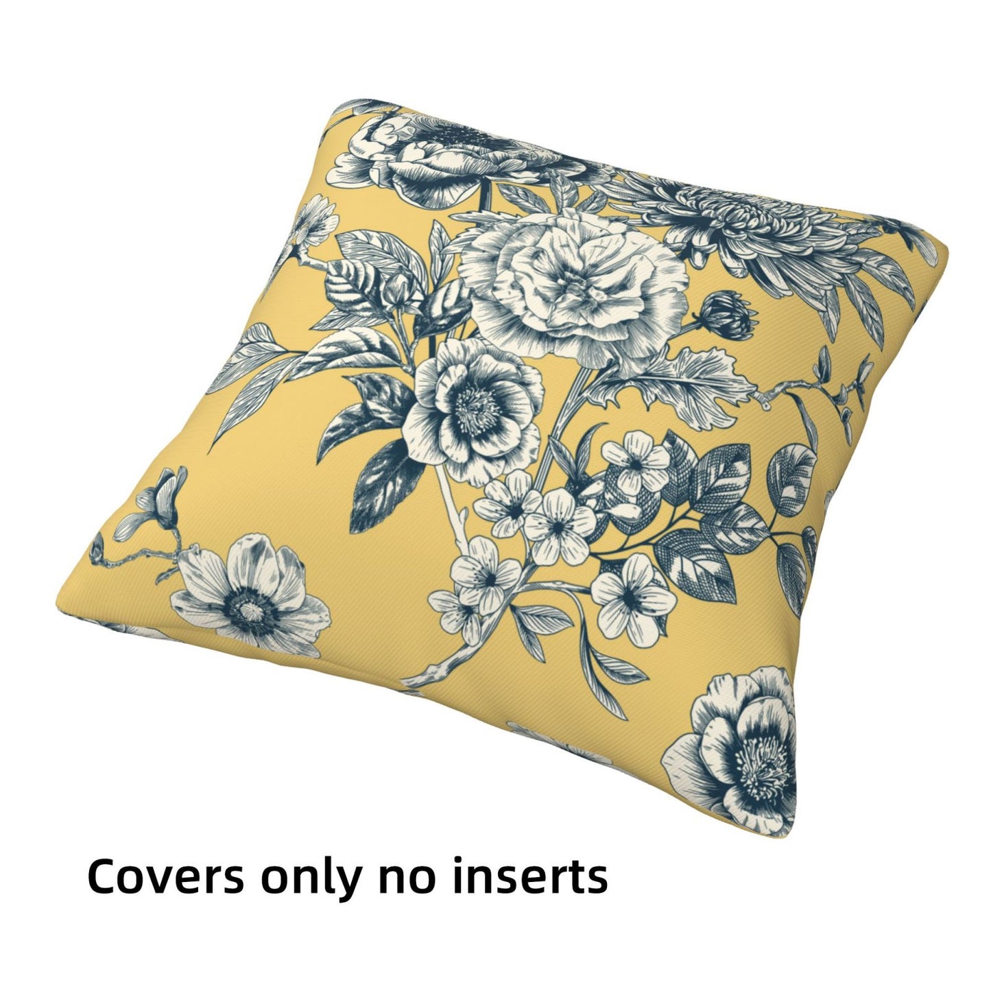 French Toile Throw Pillow Covers 18x18 inch Set of 4 Floral Chinoiserie Decorative Cushion Covers for Sofa Couch