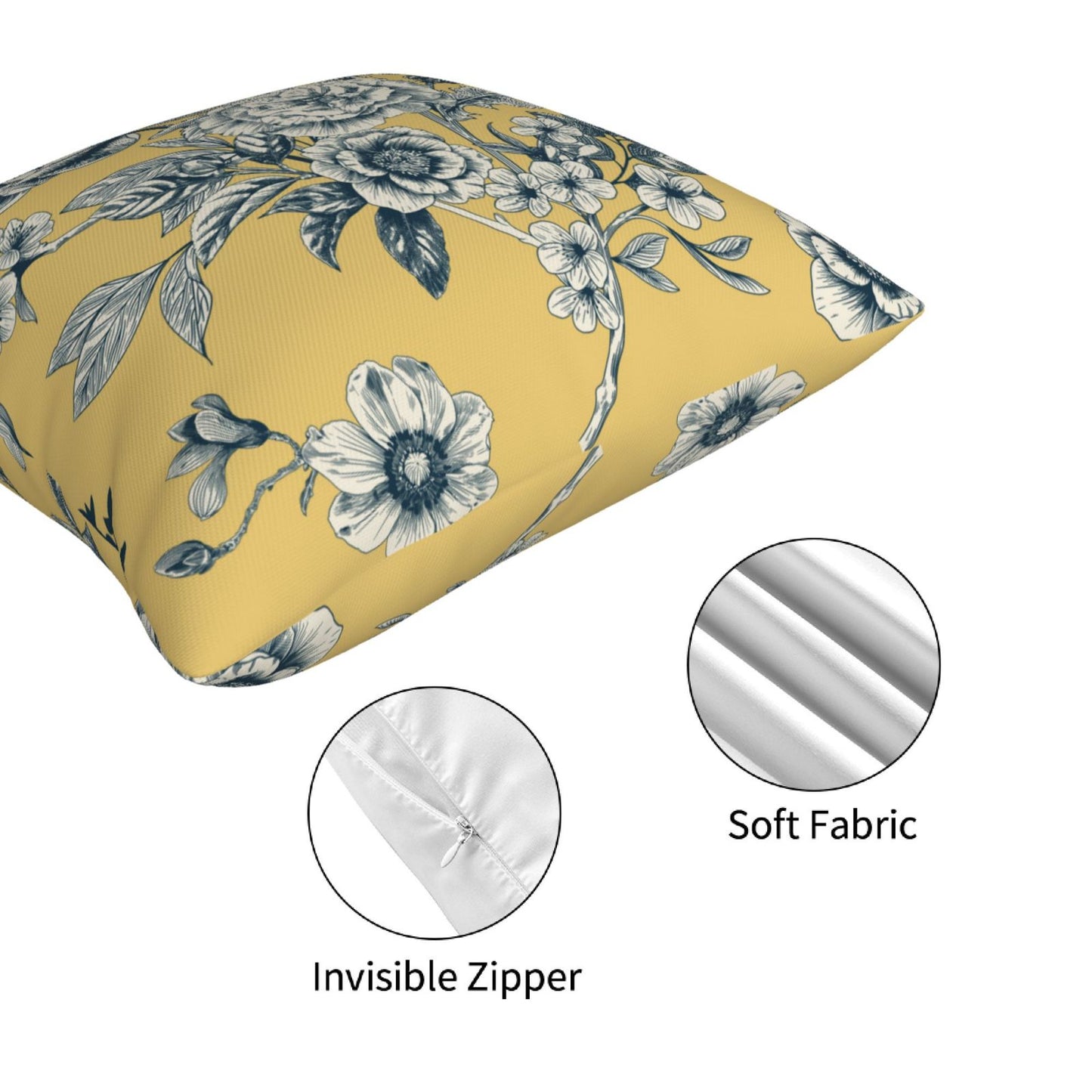 French Toile Throw Pillow Covers 18x18 inch Set of 4 Floral Chinoiserie Decorative Cushion Covers for Sofa Couch