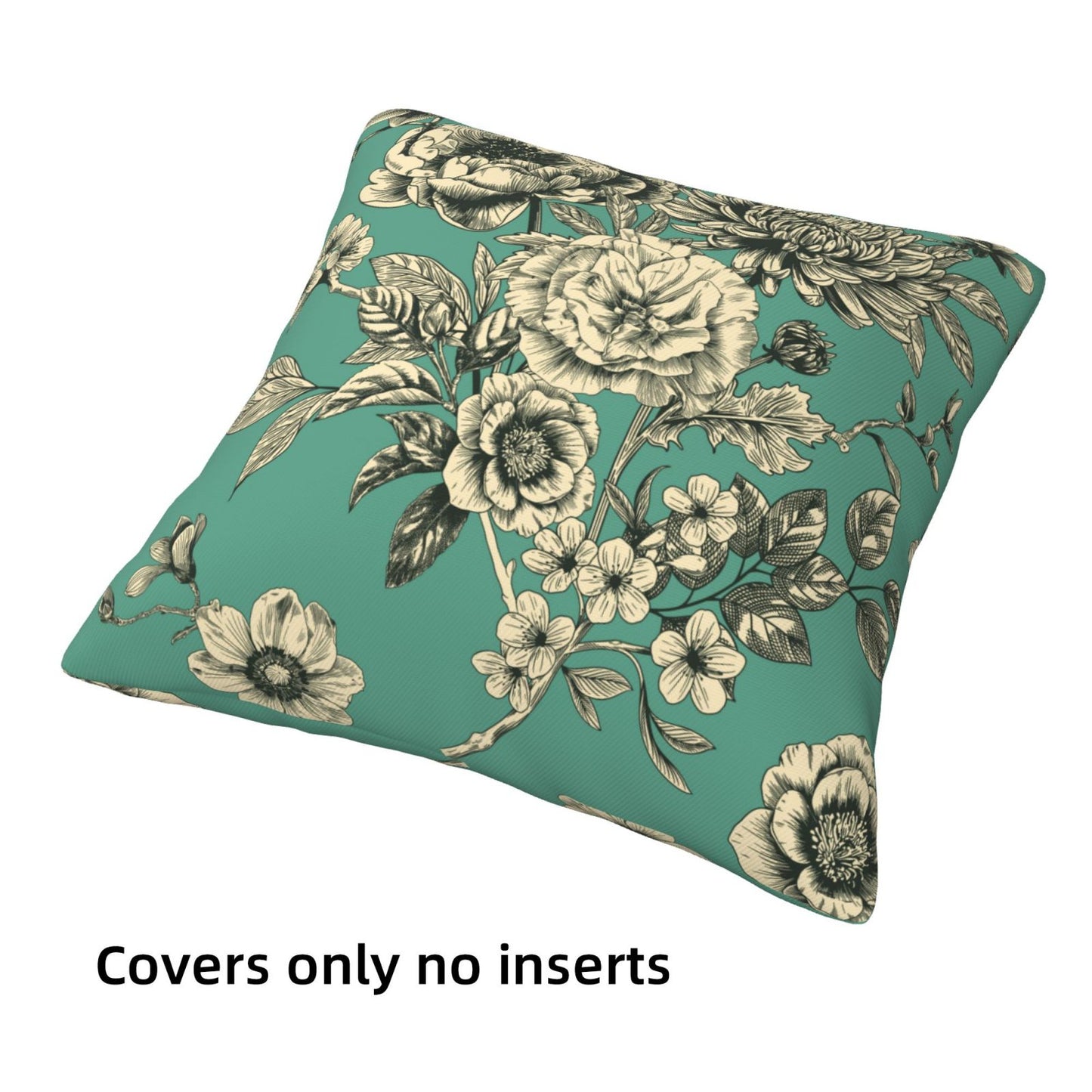 French Toile Throw Pillow Covers 18x18 inch Set of 4 Floral Chinoiserie Decorative Cushion Covers for Sofa Couch