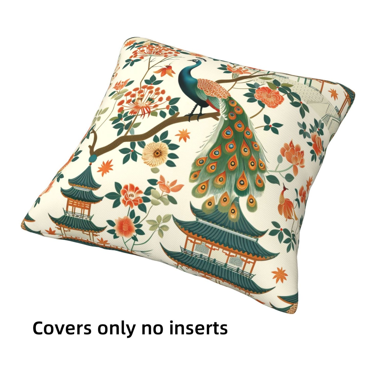 Chinoiserie Throw Pillow Covers 18x18 inch Set of 4 Vintage Floral Decorative Cushion Covers