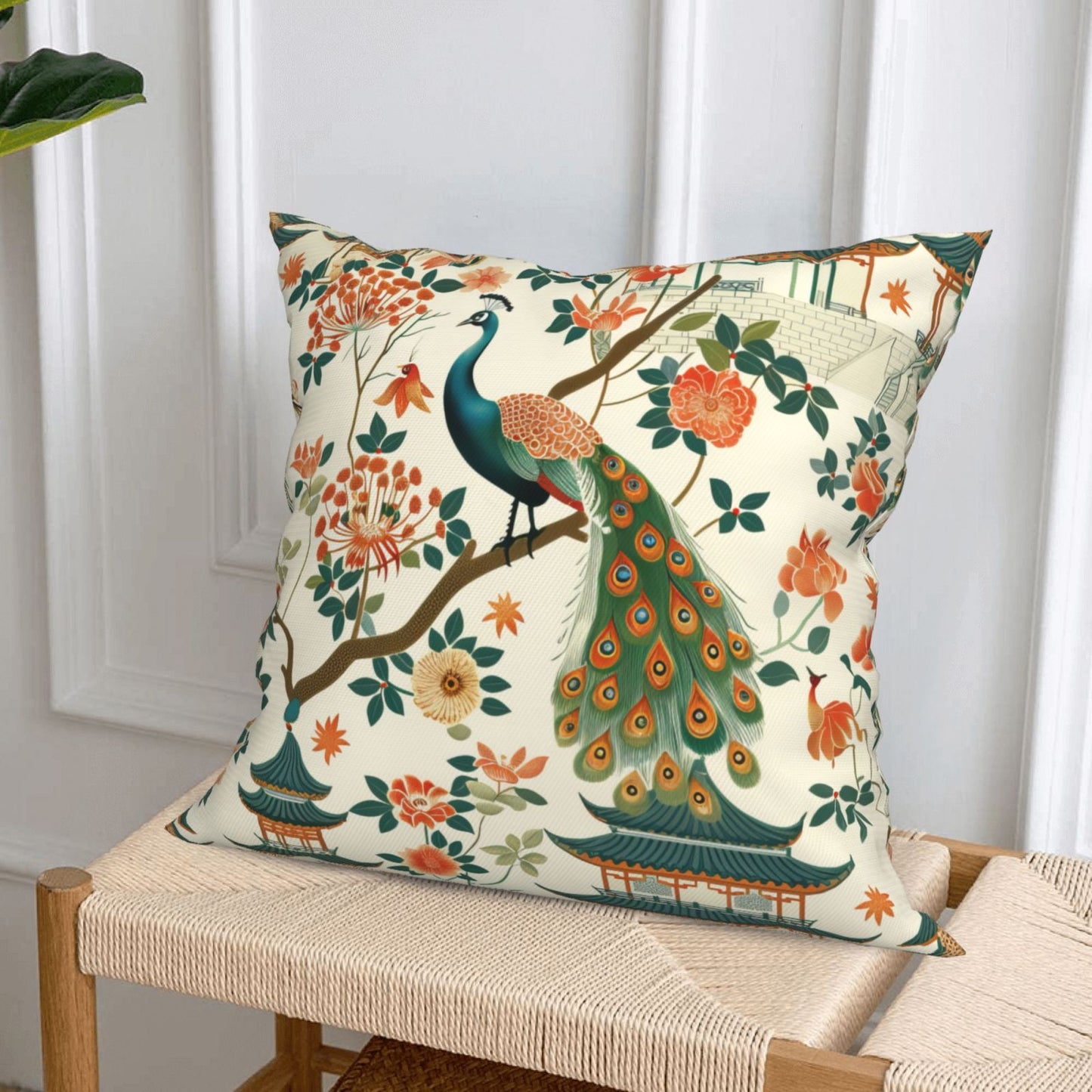 Chinoiserie Throw Pillow Covers 18x18 inch Set of 4 Vintage Floral Decorative Cushion Covers