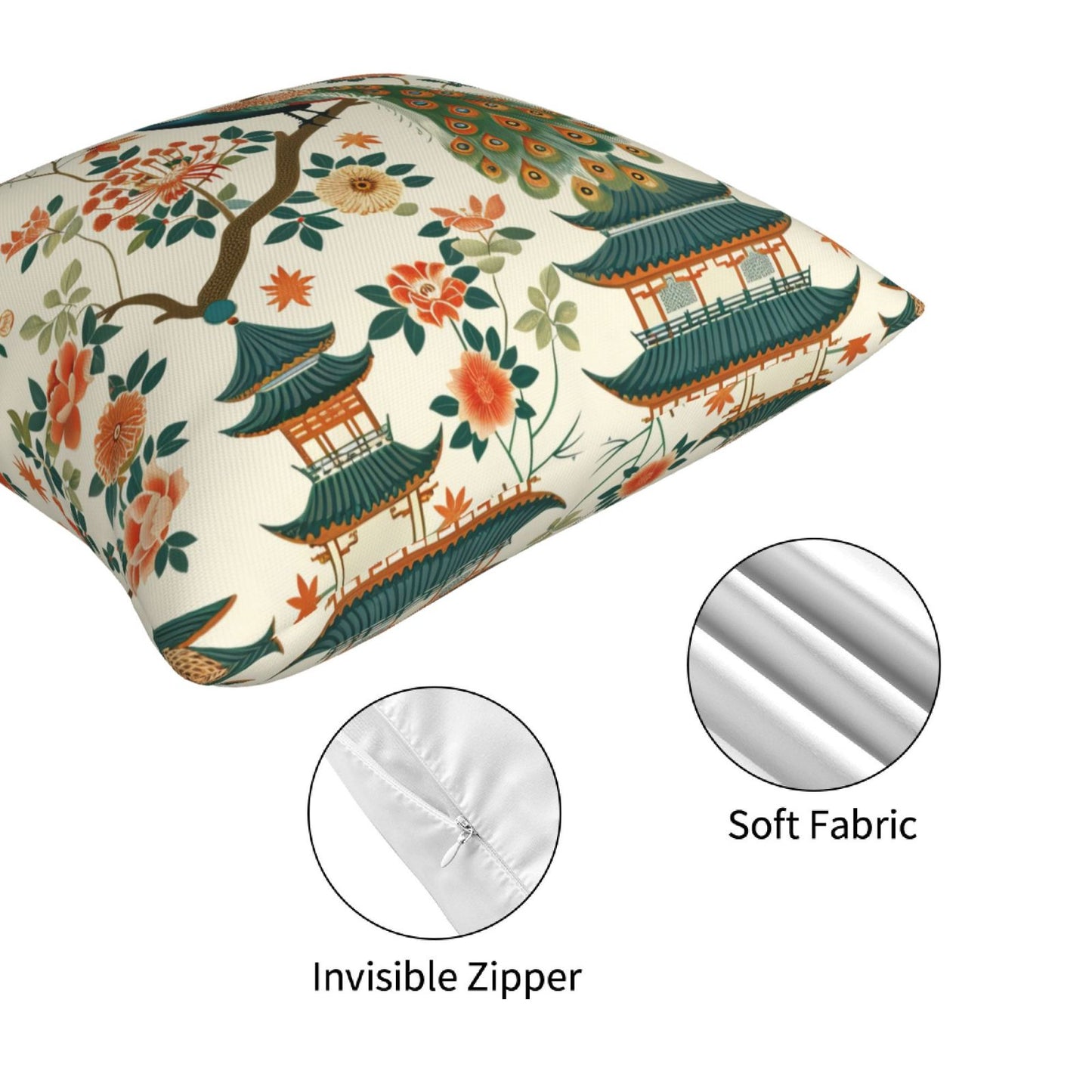 Chinoiserie Throw Pillow Covers 18x18 inch Set of 4 Vintage Floral Decorative Cushion Covers