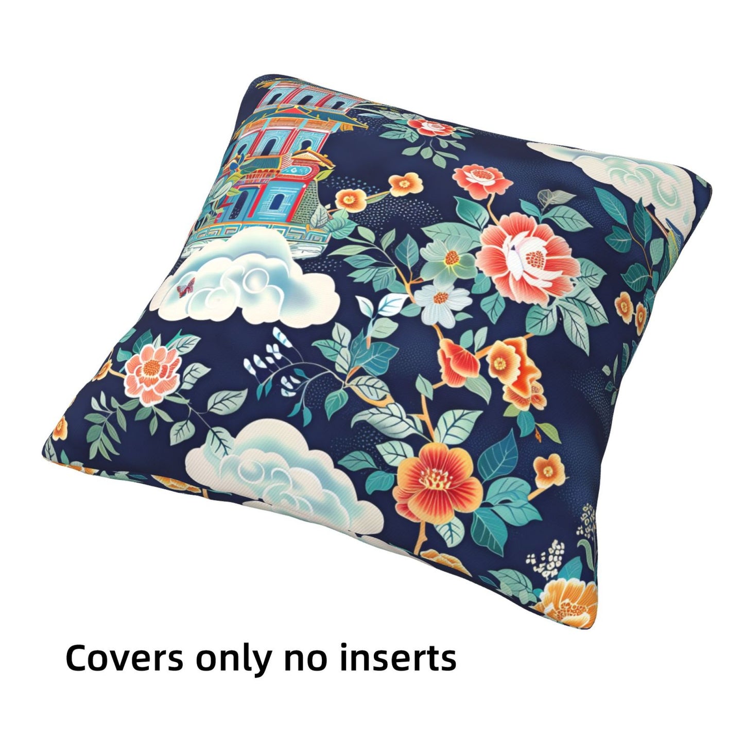Chinoiserie Throw Pillow Covers 18x18 inch Set of 4 Vintage Floral Decorative Cushion Covers