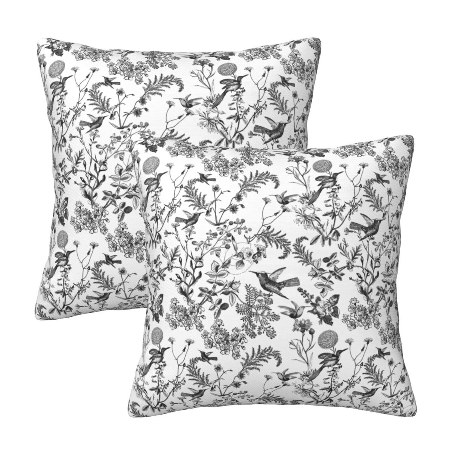 Toile Floral Throw Pillow Covers 18x18 inch Set of 2 Wildflower Farmhouse Decorative Cushion Covers