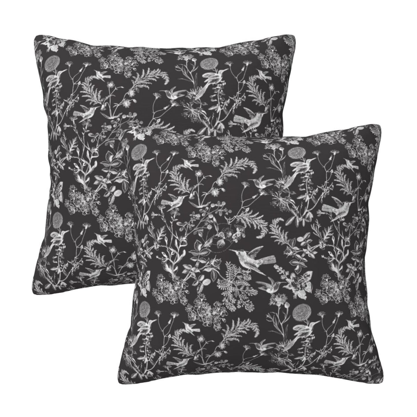 Toile Floral Throw Pillow Covers 18x18 inch Set of 2 Wildflower Farmhouse Decorative Cushion Covers