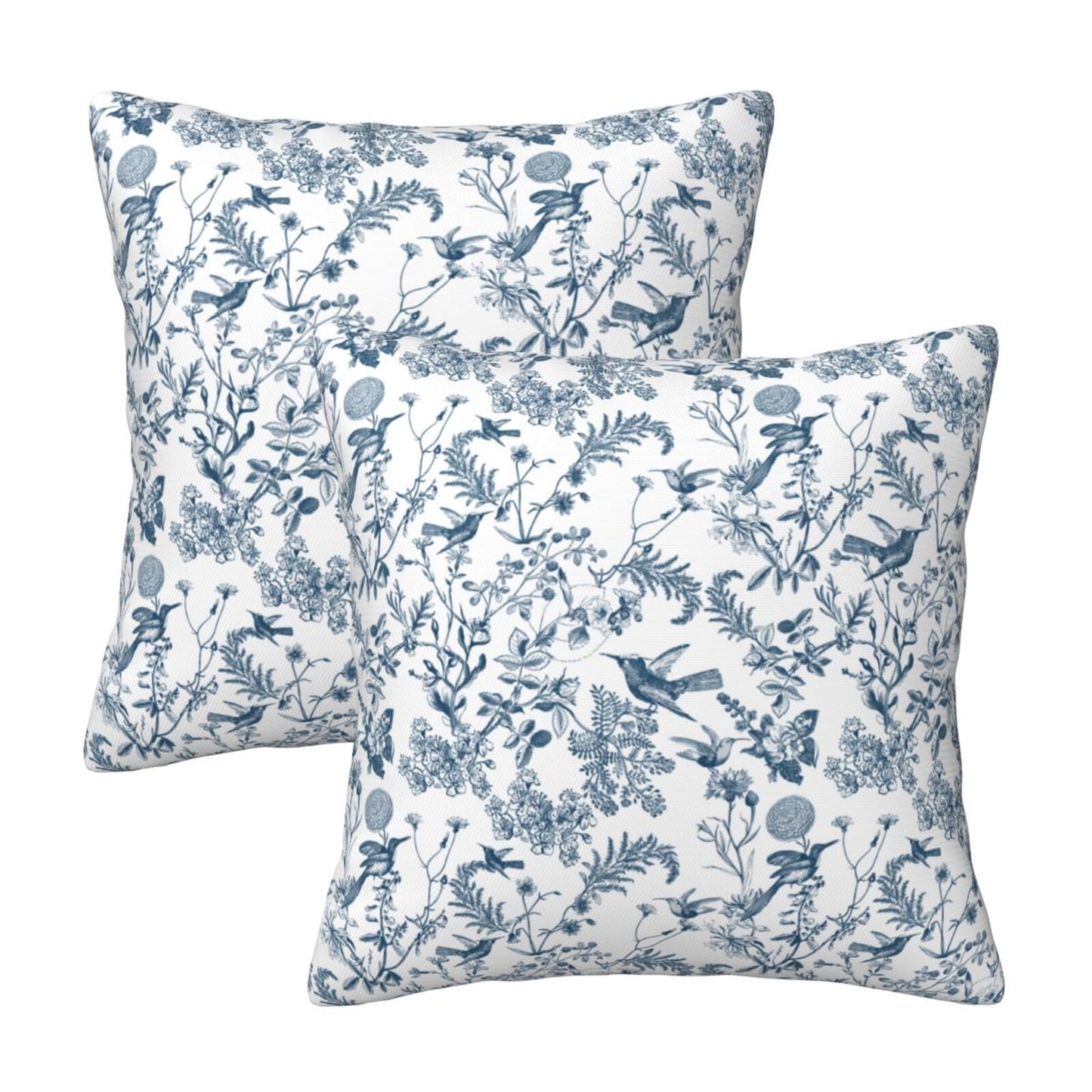 Toile Floral Throw Pillow Covers 18x18 inch Set of 2 Wildflower Farmhouse Decorative Cushion Covers