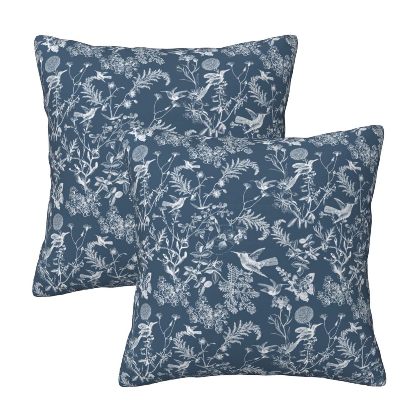 Toile Floral Throw Pillow Covers 18x18 inch Set of 2 Wildflower Farmhouse Decorative Cushion Covers
