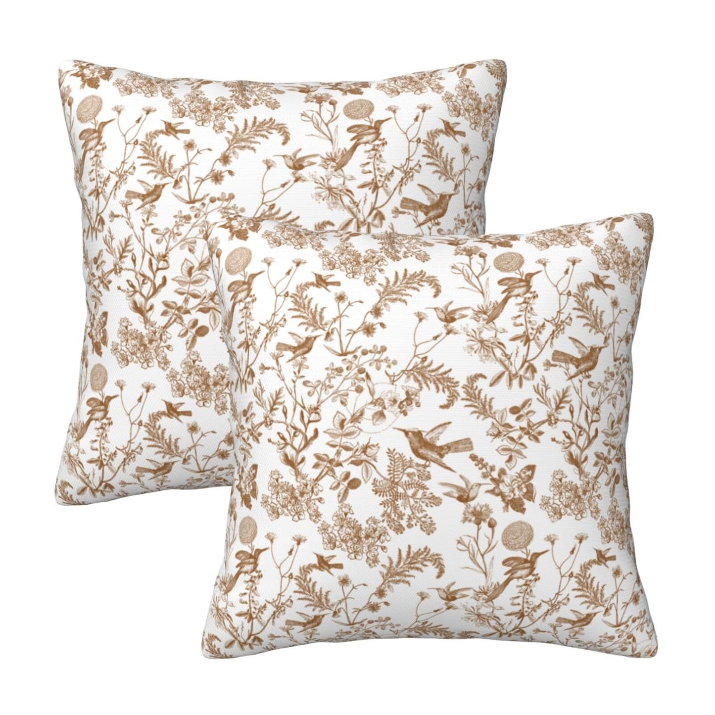 Toile Floral Throw Pillow Covers 18x18 inch Set of 2 Wildflower Farmhouse Decorative Cushion Covers