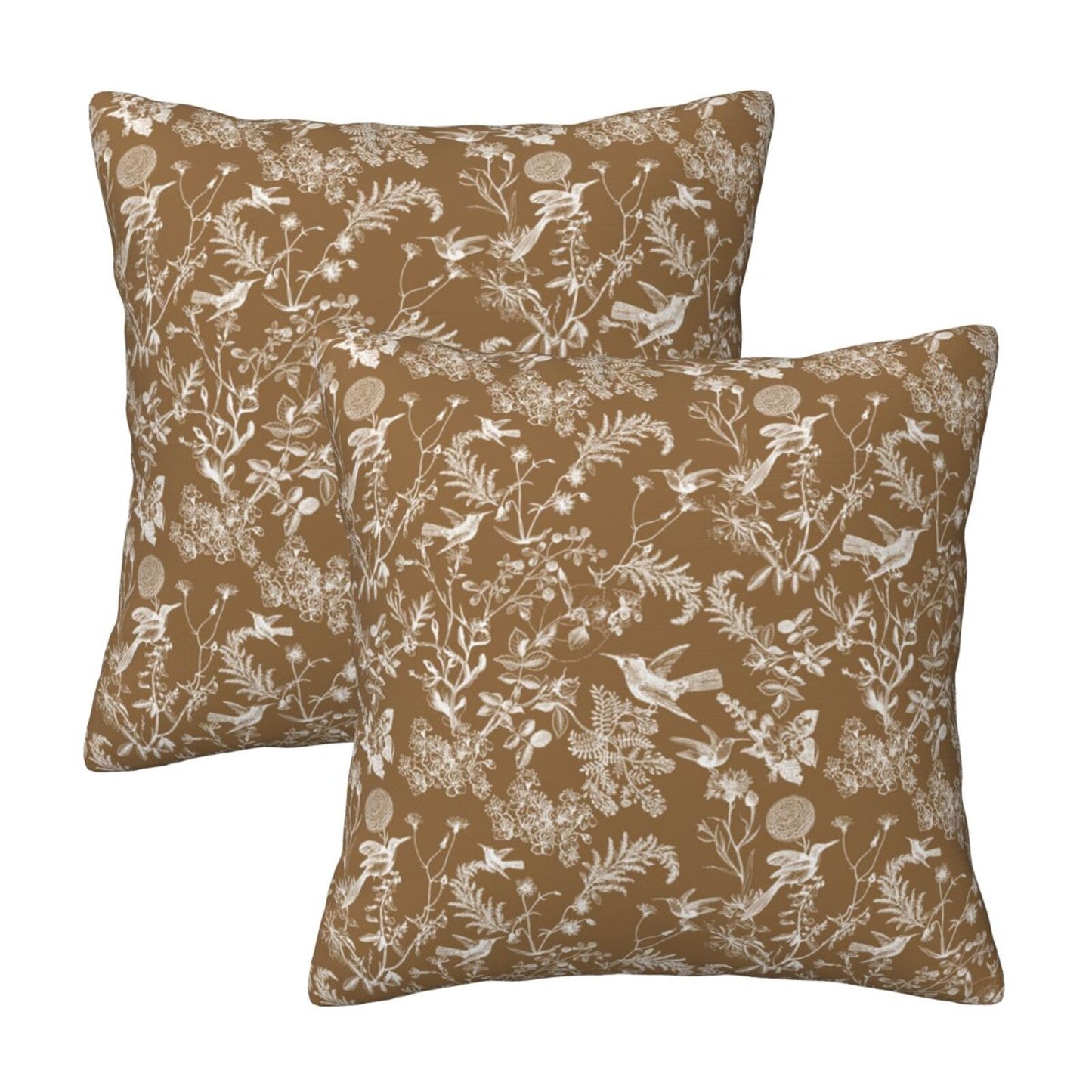 Toile Floral Throw Pillow Covers 18x18 inch Set of 2 Wildflower Farmhouse Decorative Cushion Covers